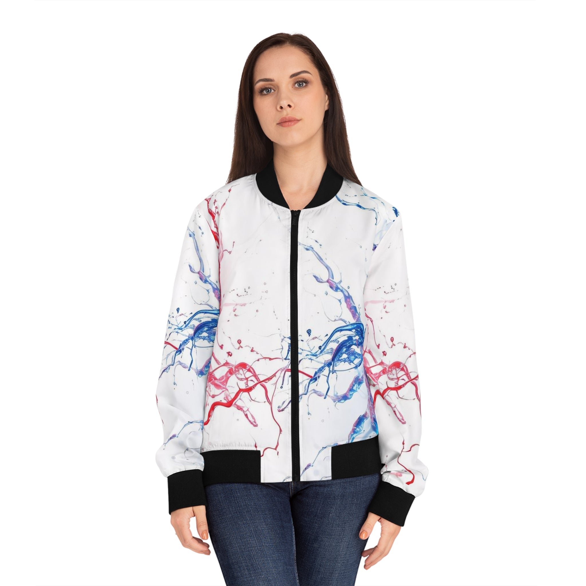 Faithful Women's Bomber Jacket ( Red/White/Blue ) - Stay In Spirit Shop