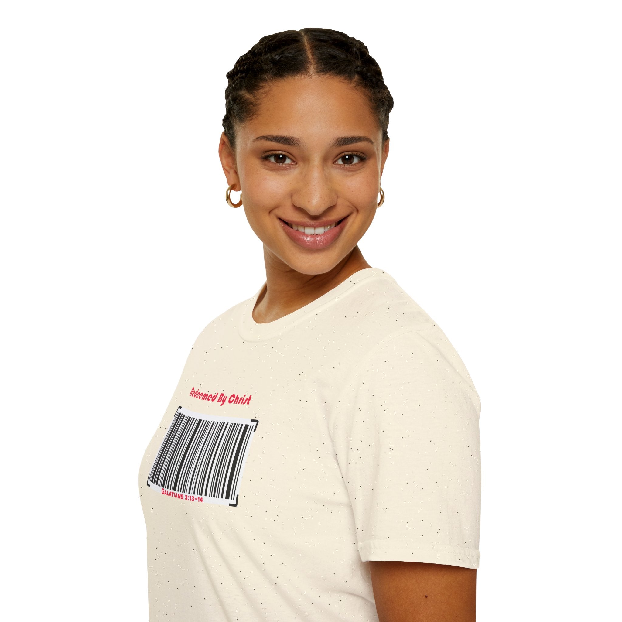 Redeemed By Christ (Red/Black) Unisex Softstyle T-Shirt - Stay In Spirit Shop