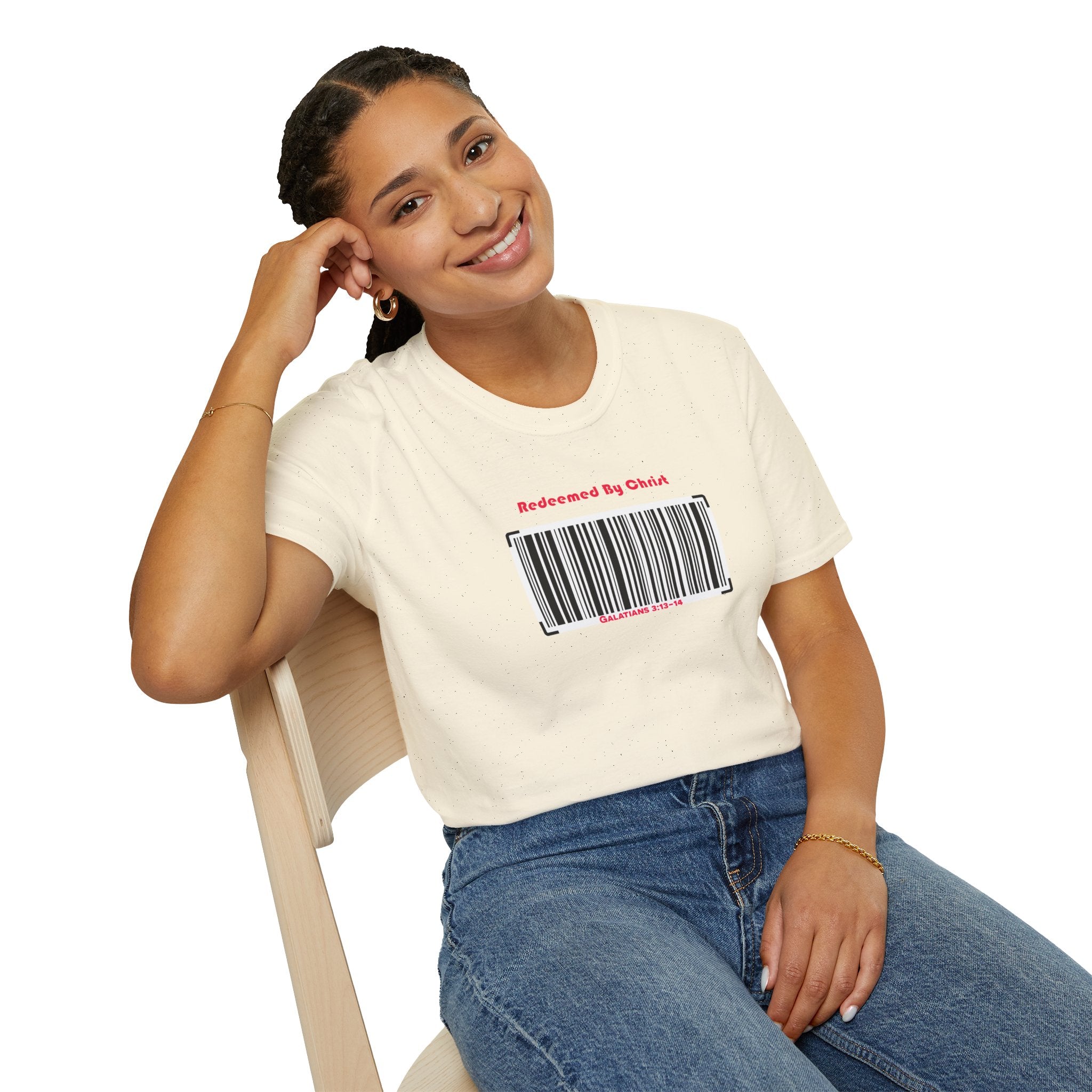 Redeemed By Christ (Red/Black) Unisex Softstyle T-Shirt - Stay In Spirit Shop