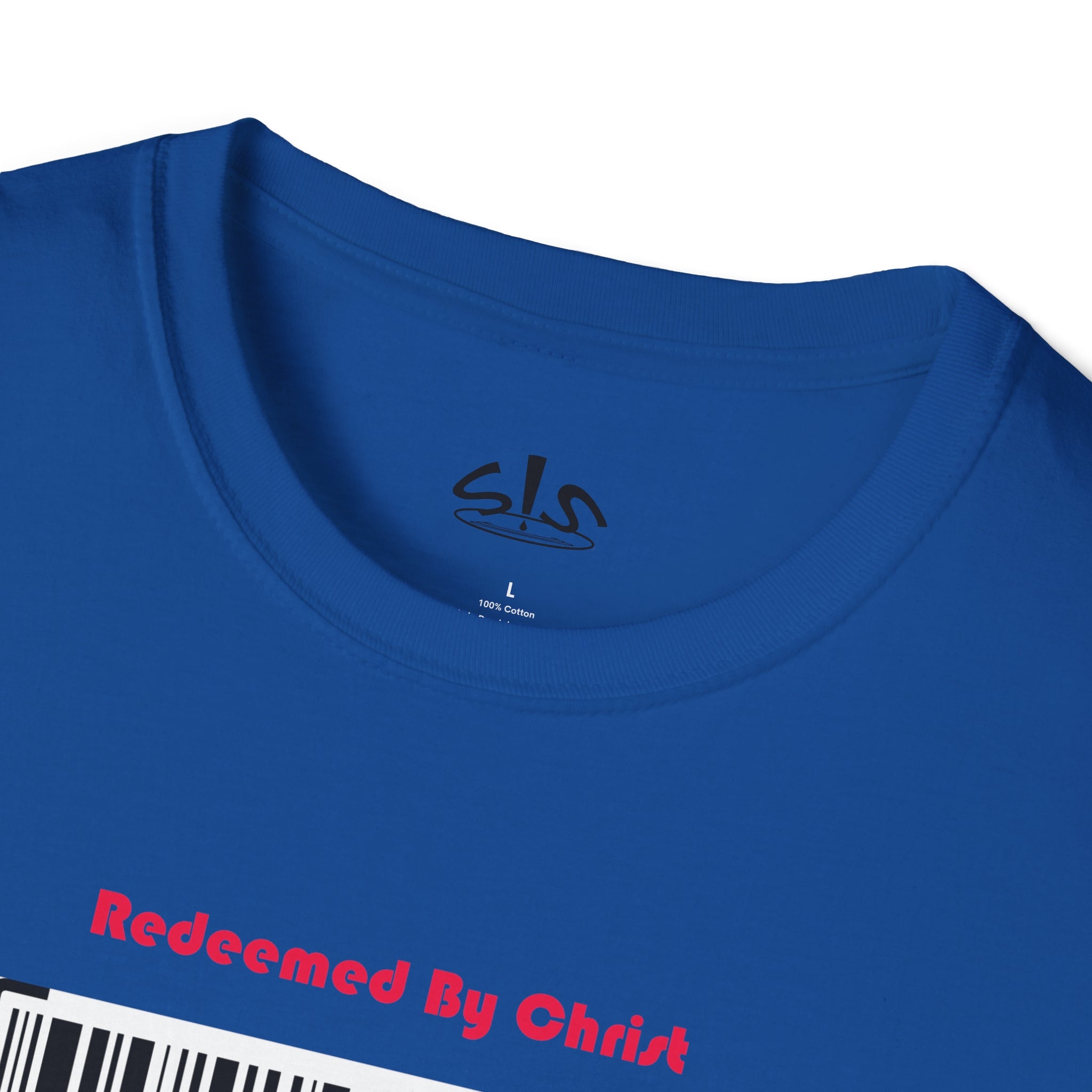 Redeemed By Christ (Red/Black) Unisex Softstyle T-Shirt - Stay In Spirit Shop