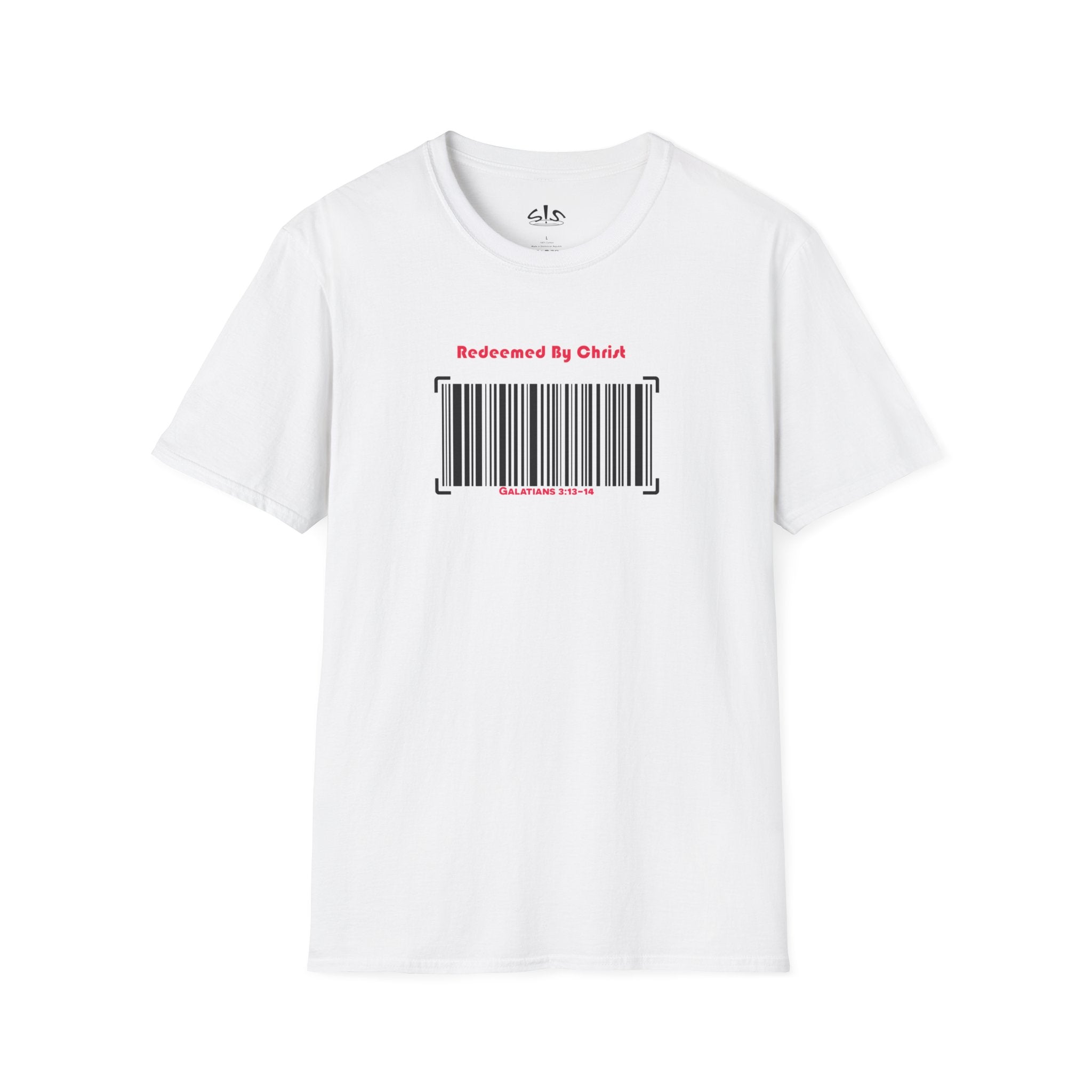 Redeemed By Christ (Red/Black) Unisex Softstyle T-Shirt - Stay In Spirit Shop
