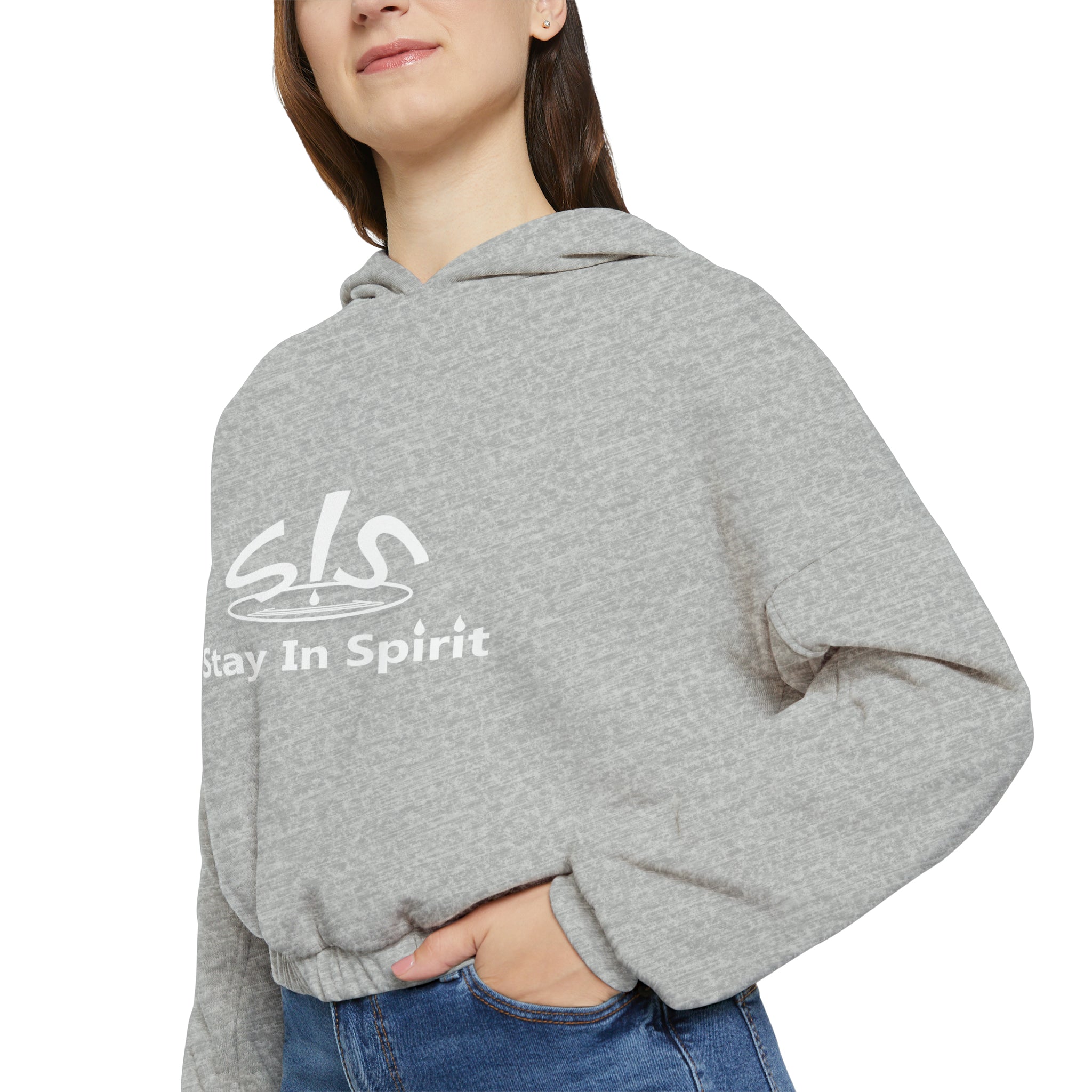 Women's Stay In Spirit White Logo Cinched Bottom Hoodie - Stay In Spirit Shop