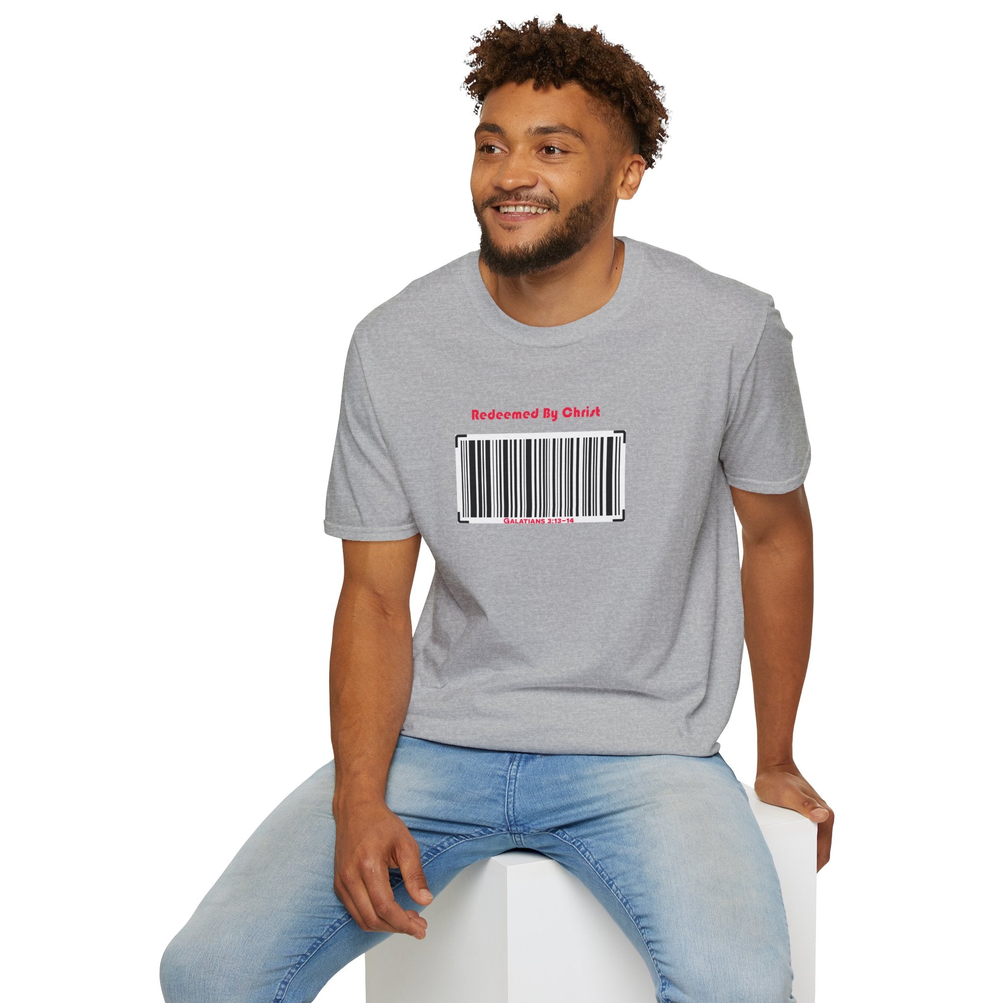 Redeemed By Christ (Red/Black) Unisex Softstyle T-Shirt - Stay In Spirit Shop