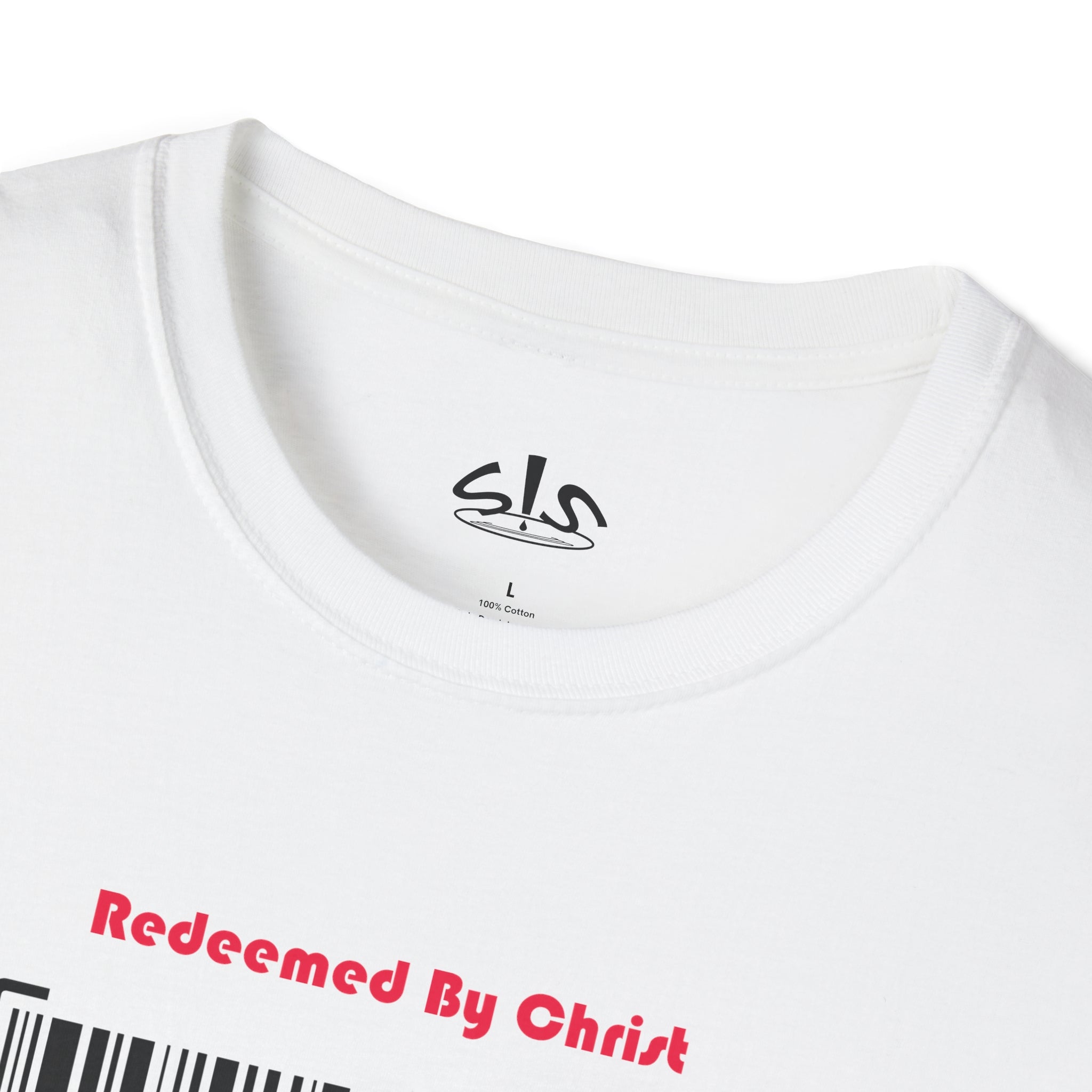 Redeemed By Christ (Red/Black) Unisex Softstyle T-Shirt - Stay In Spirit Shop