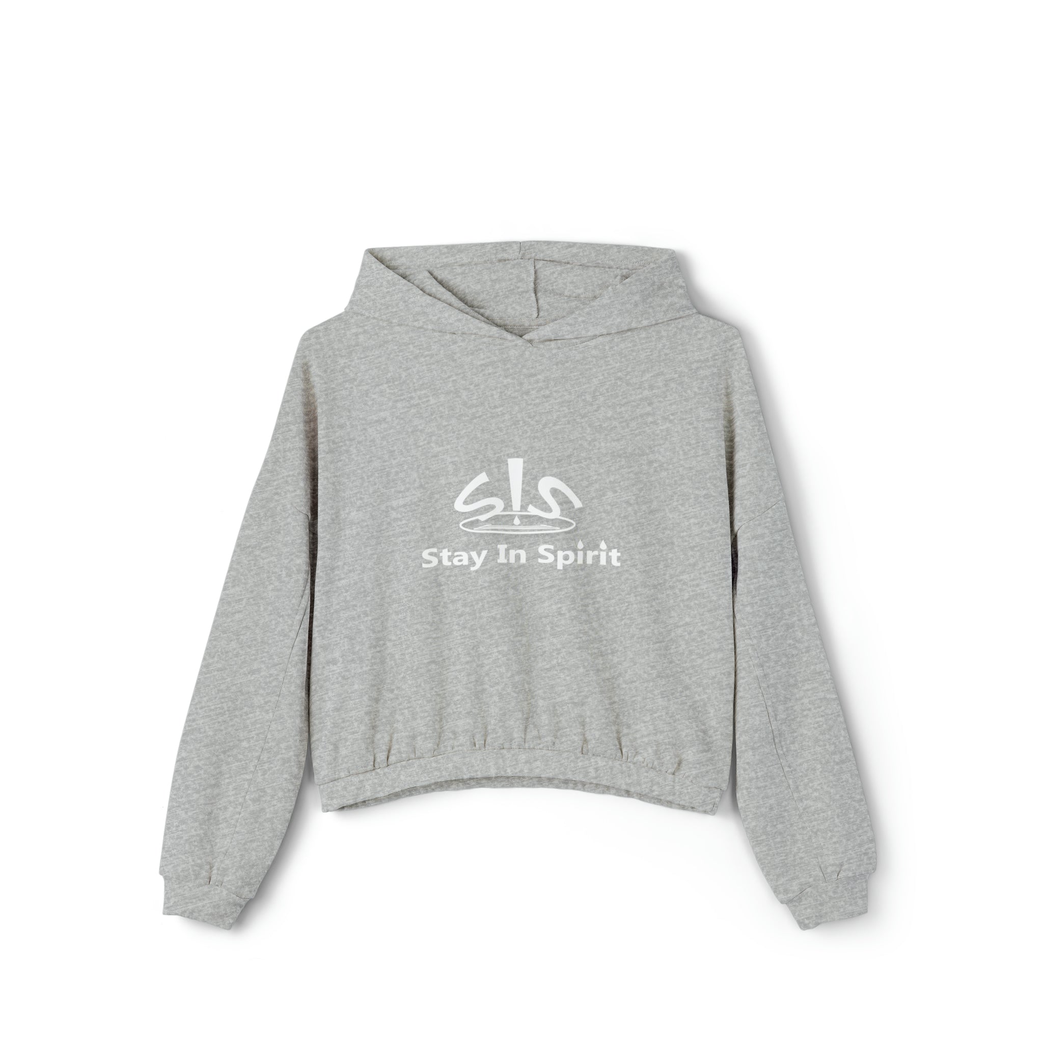 Women's Stay In Spirit White Logo Cinched Bottom Hoodie - Stay In Spirit Shop