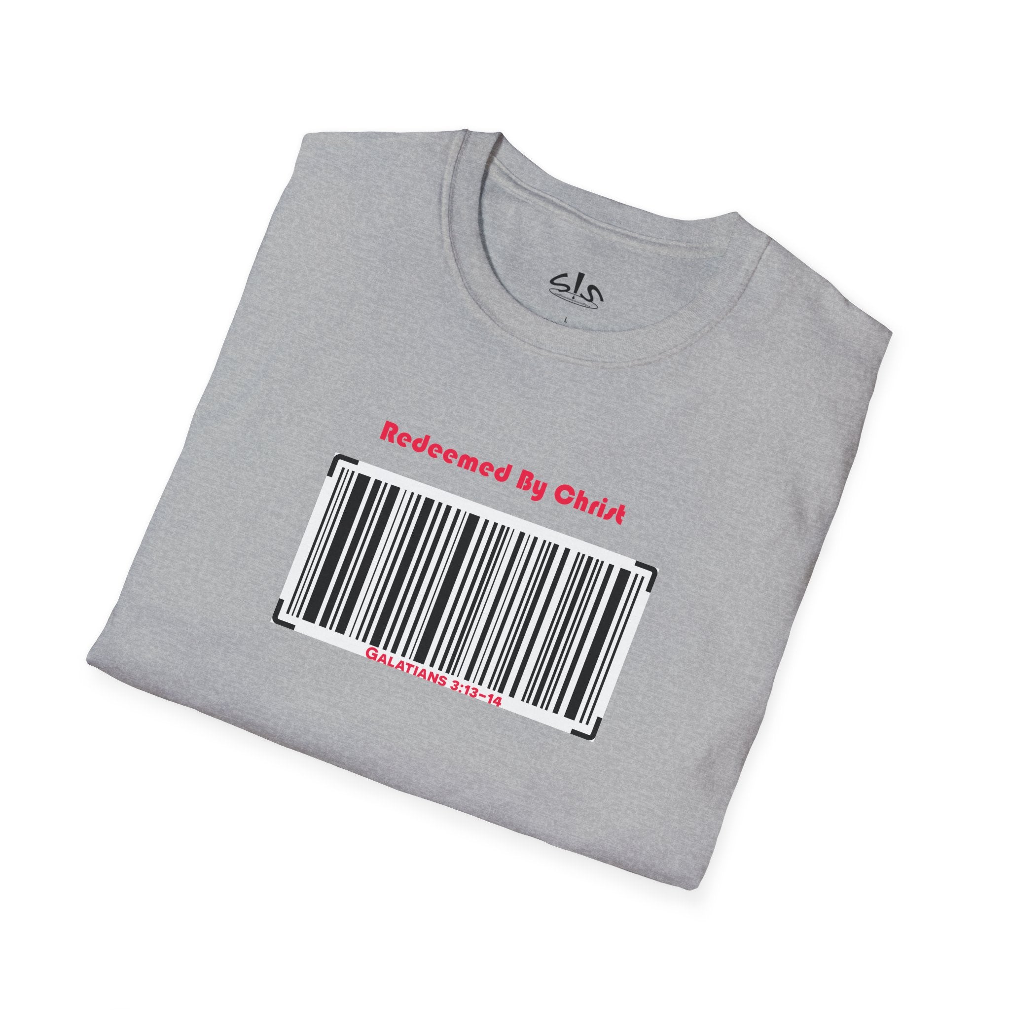 Redeemed By Christ (Red/Black) Unisex Softstyle T-Shirt - Stay In Spirit Shop