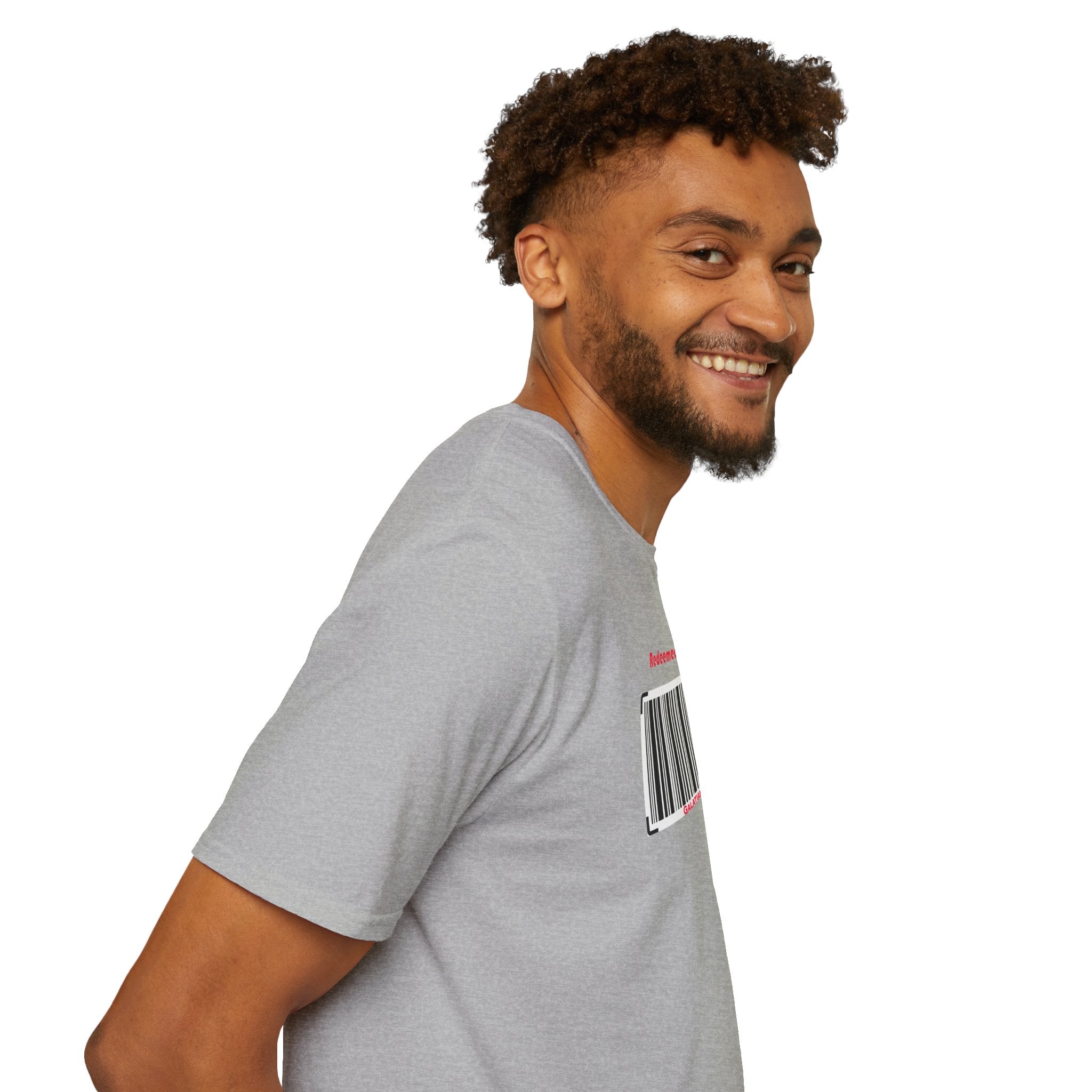 Redeemed By Christ (Red/Black) Unisex Softstyle T-Shirt - Stay In Spirit Shop