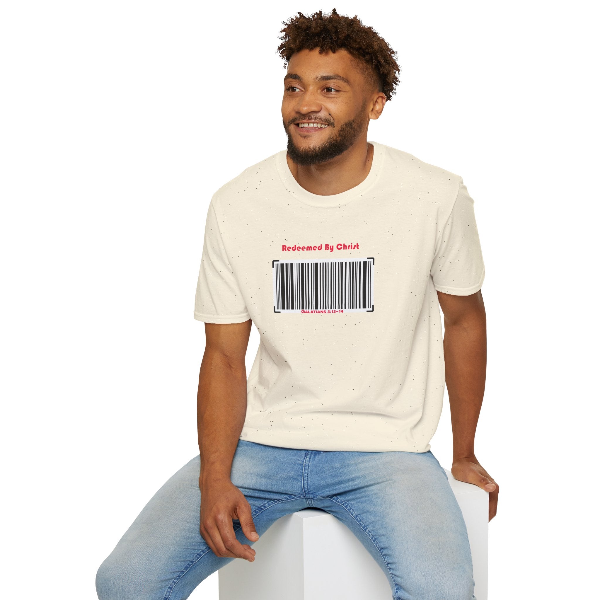Redeemed By Christ (Red/Black) Unisex Softstyle T-Shirt - Stay In Spirit Shop