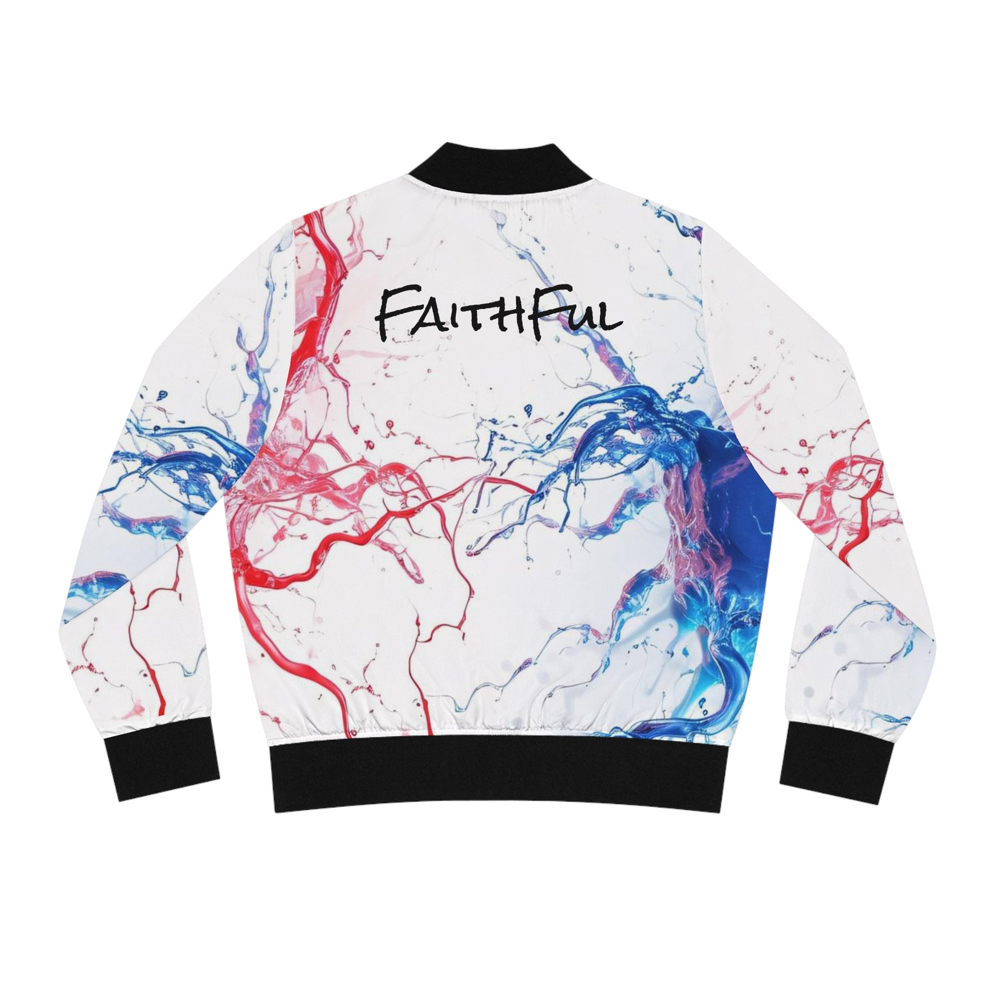 Faithful Women's Bomber Jacket ( Red/White/Blue ) - Stay In Spirit Shop
