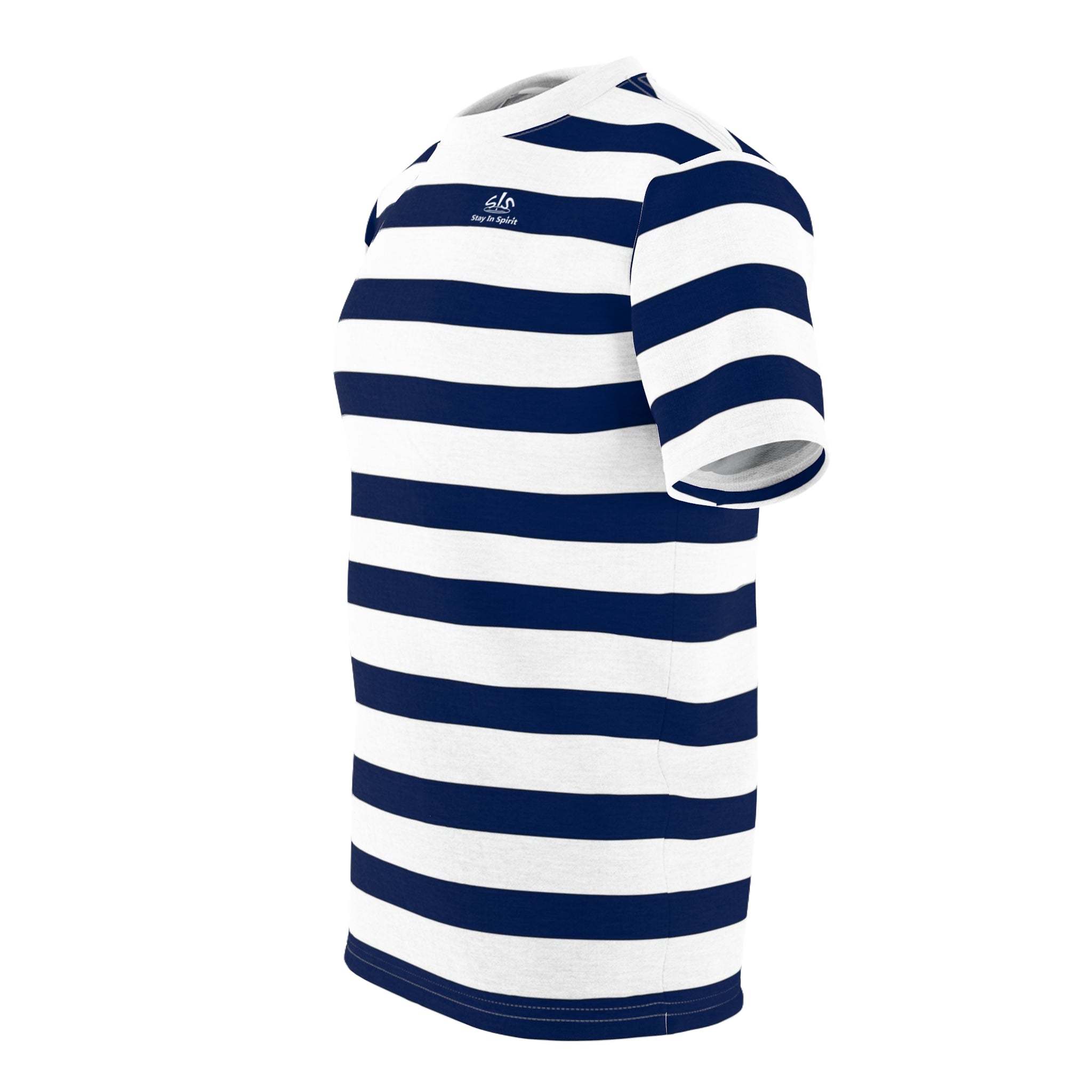 Stay In Spirit Navy Blue Striped Unisex Tee - Stay In Spirit Shop