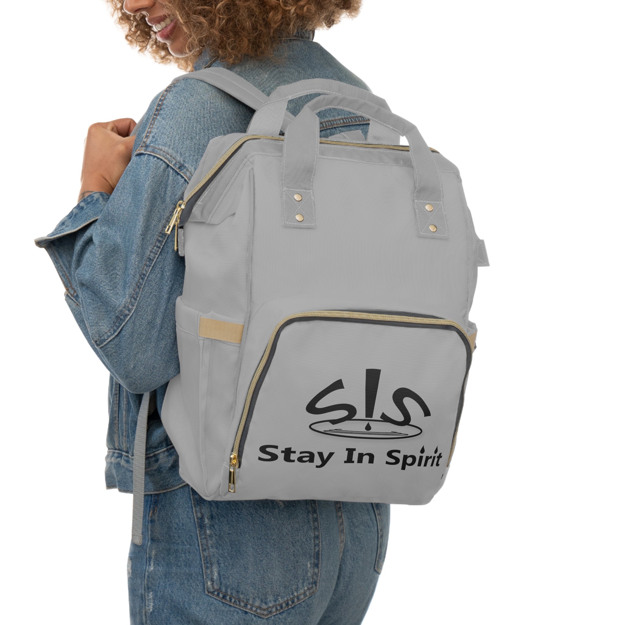 Gray Stay In Spirit Multifunctional Diaper Backpack - Stay In Spirit Shop