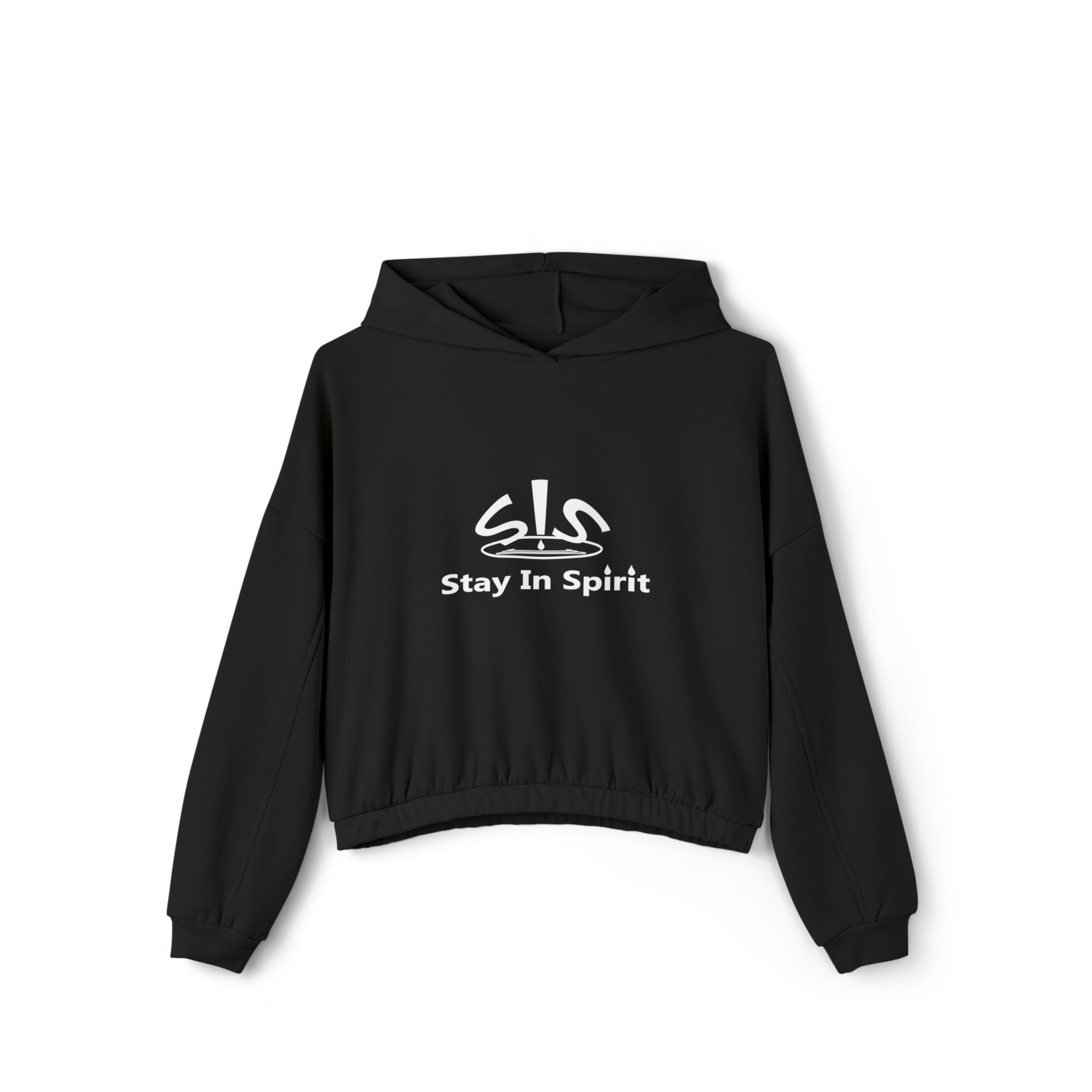 Women's Stay In Spirit White Logo Cinched Bottom Hoodie - Stay In Spirit Shop