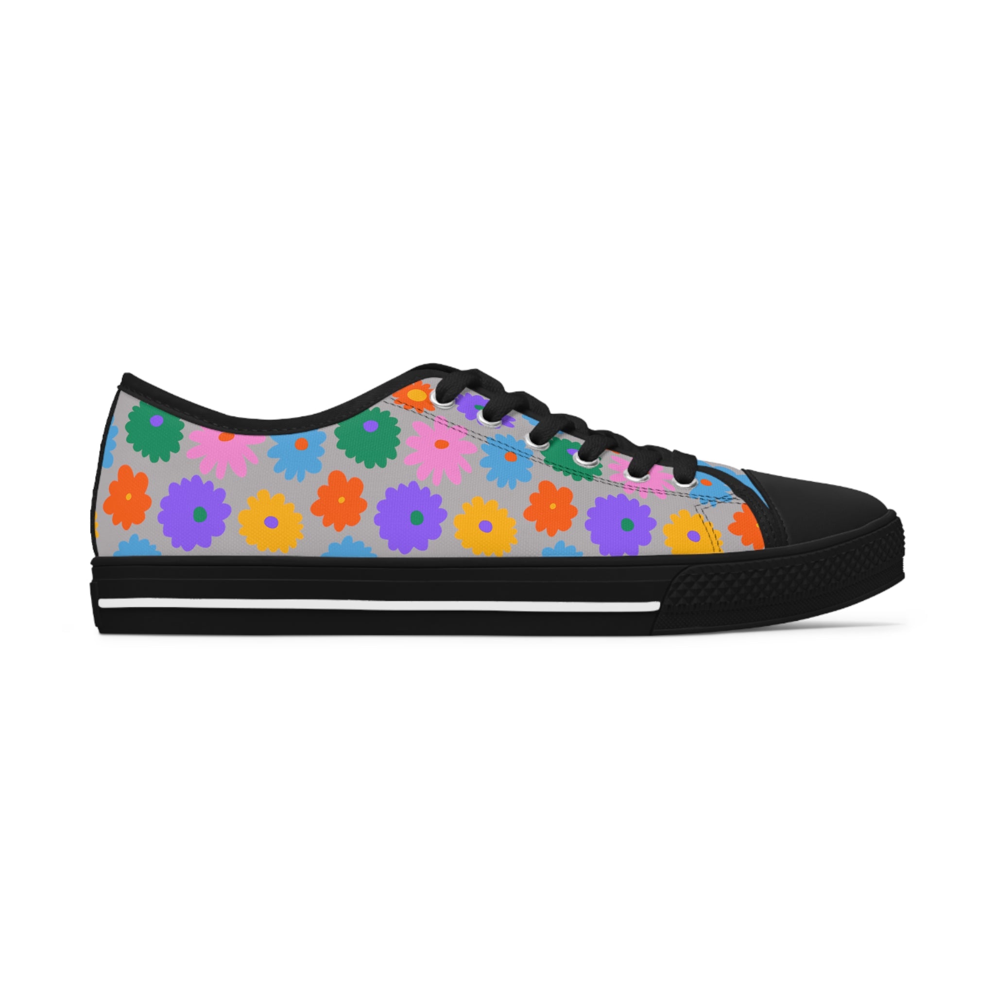 Stay In Spirit Gray Flower Women's Low Top Shoes - Stay In Spirit Shop