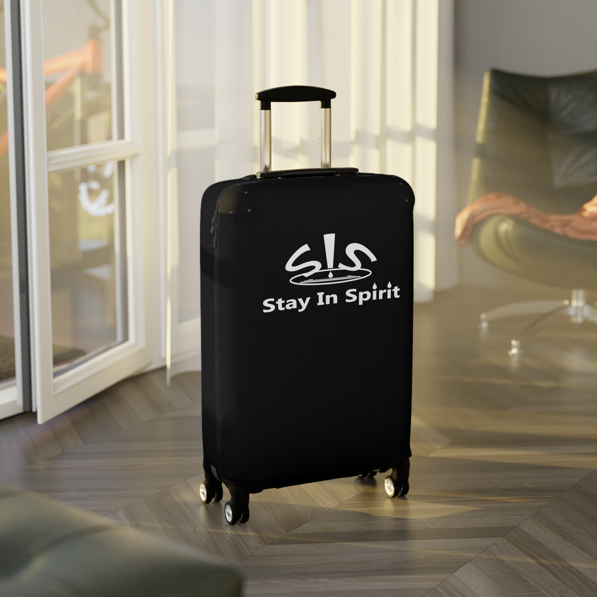 Stay In Spirit Black Luggage Cover - Stay In Spirit Shop