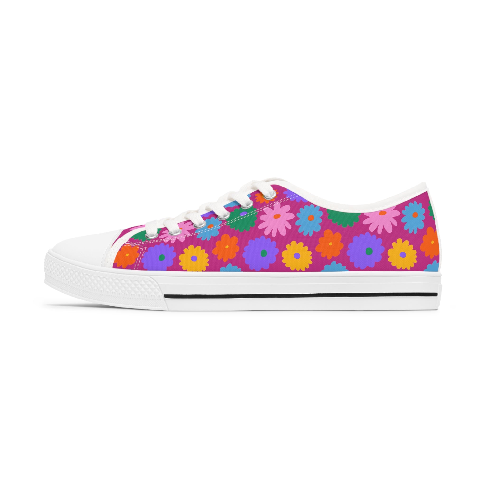 Stay In Spirit Hot Pink Flower Women's Low Top Shoes - Stay In Spirit Shop