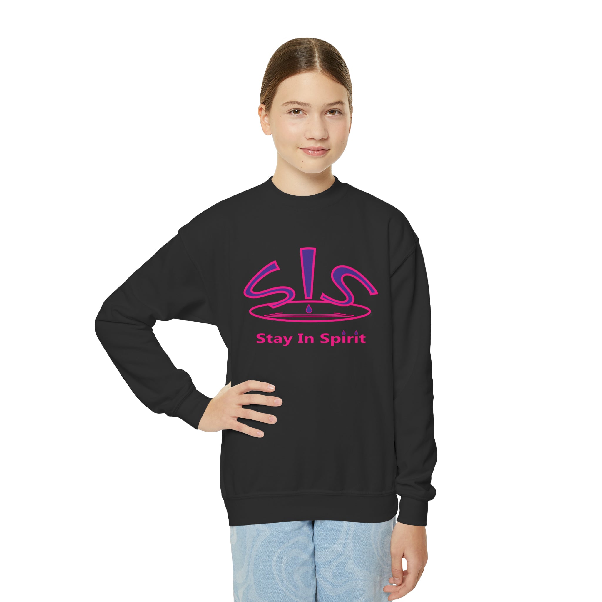 Stay In Spirit Logo (Purple/Pink) Youth Crewneck Sweatshirt - Stay In Spirit Shop