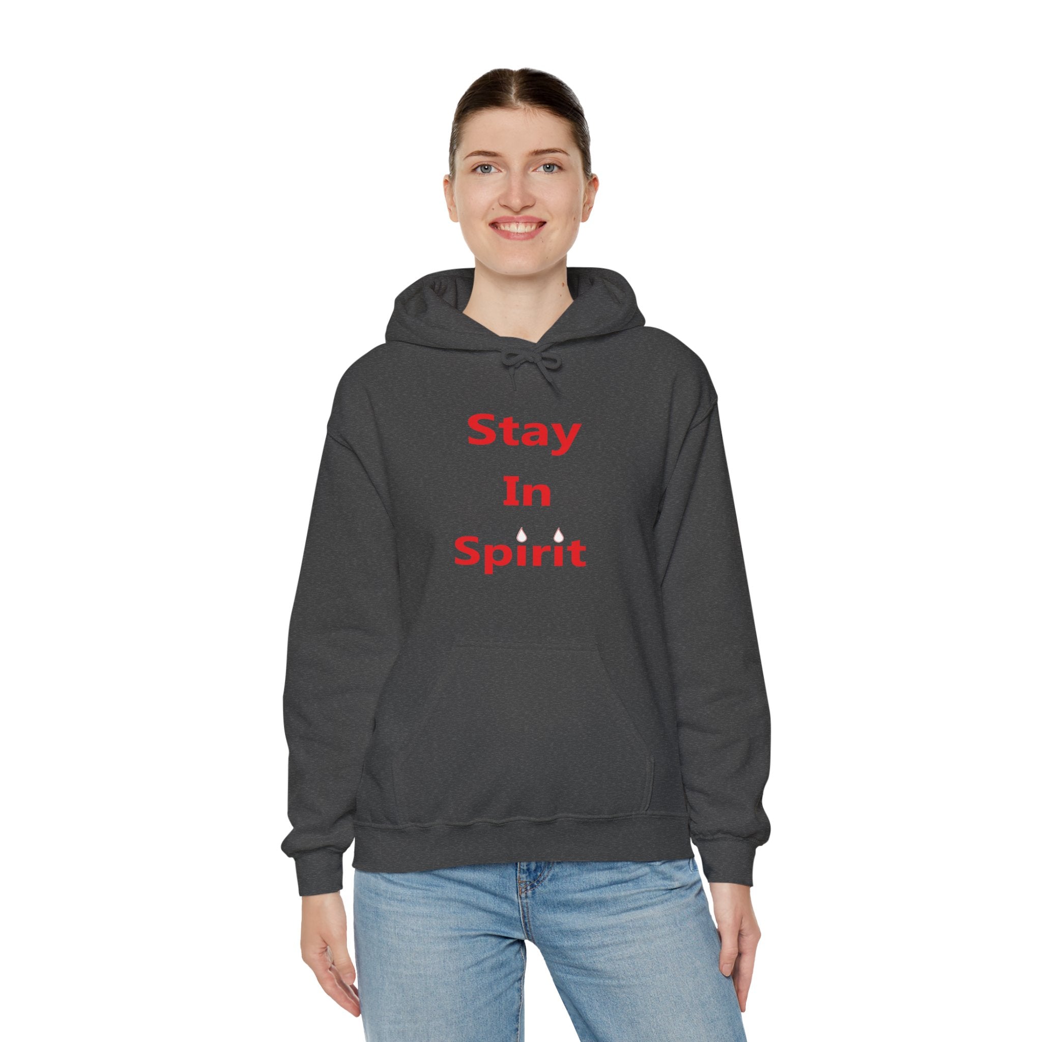 Stay In Spirit Red Lettered Unisex Heavy Blend™ Hooded Sweatshirt