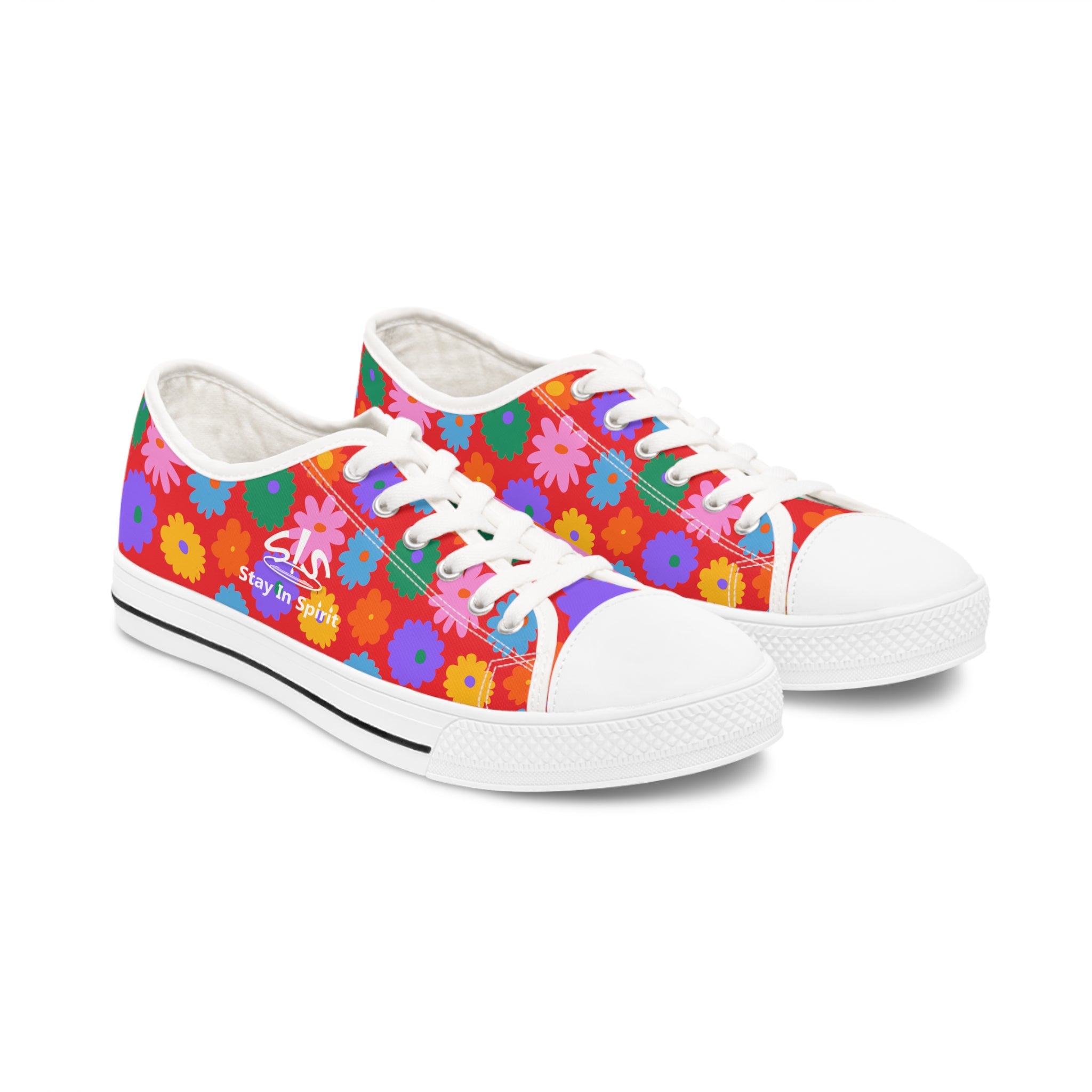 Stay In Spirit Red Flower Women's Low Top Shoes - Stay In Spirit Shop