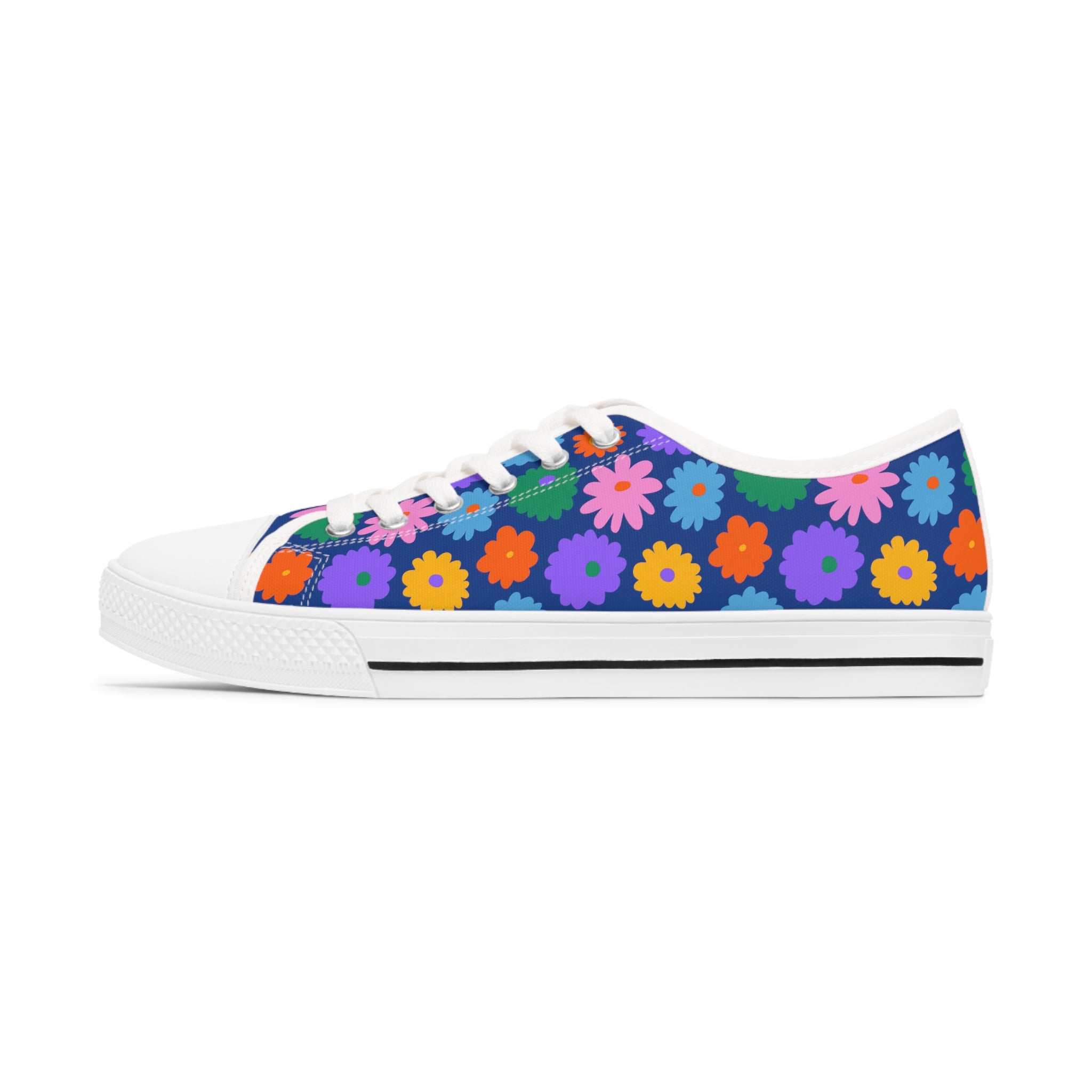 Stay In Spirit Dark Blue Flower Women's Low Top Shoes - Stay In Spirit Shop