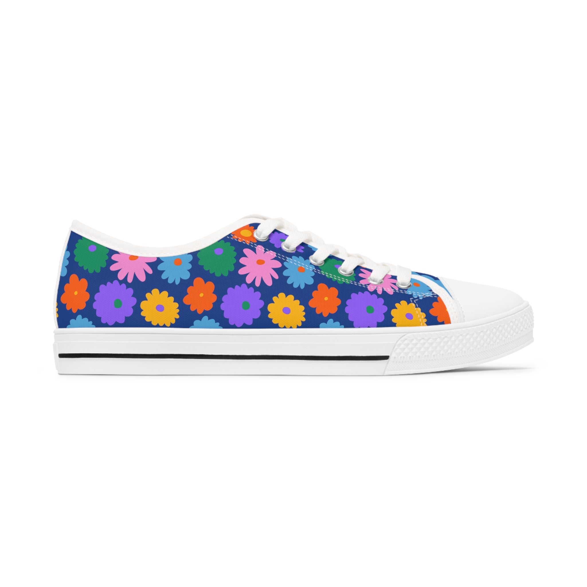 Stay In Spirit Dark Blue Flower Women's Low Top Shoes - Stay In Spirit Shop