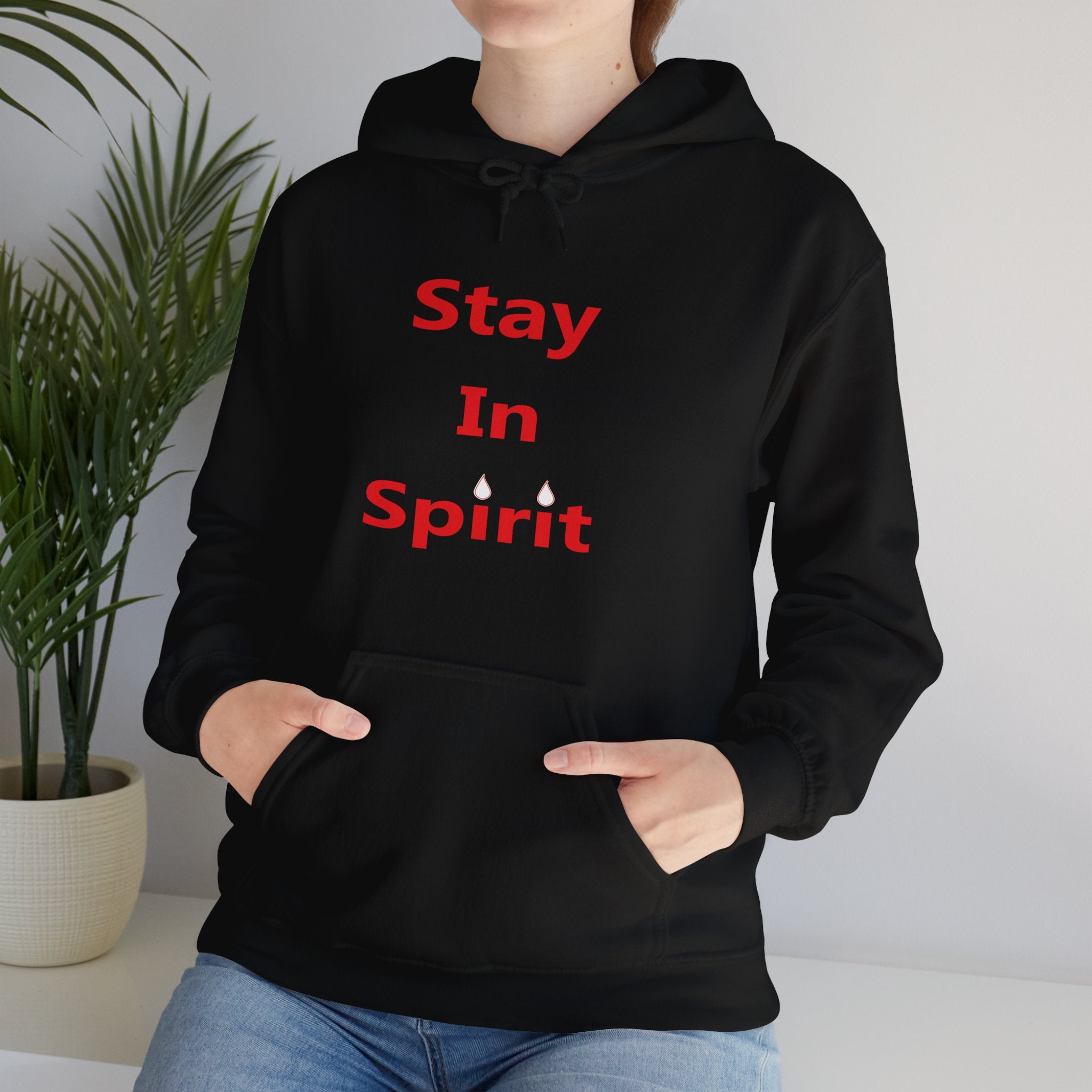 Stay In Spirit Red Lettered Unisex Heavy Blend™ Hooded Sweatshirt