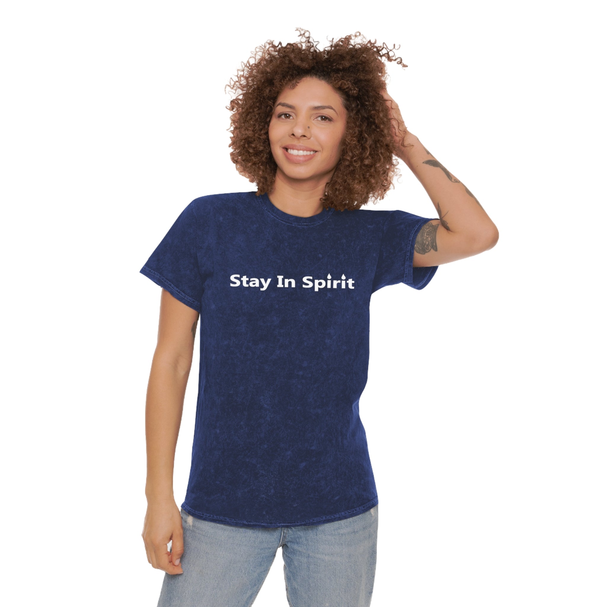 Stay In Spirit White Lettered Unisex Mineral Wash T-Shirt - Stay In Spirit Shop