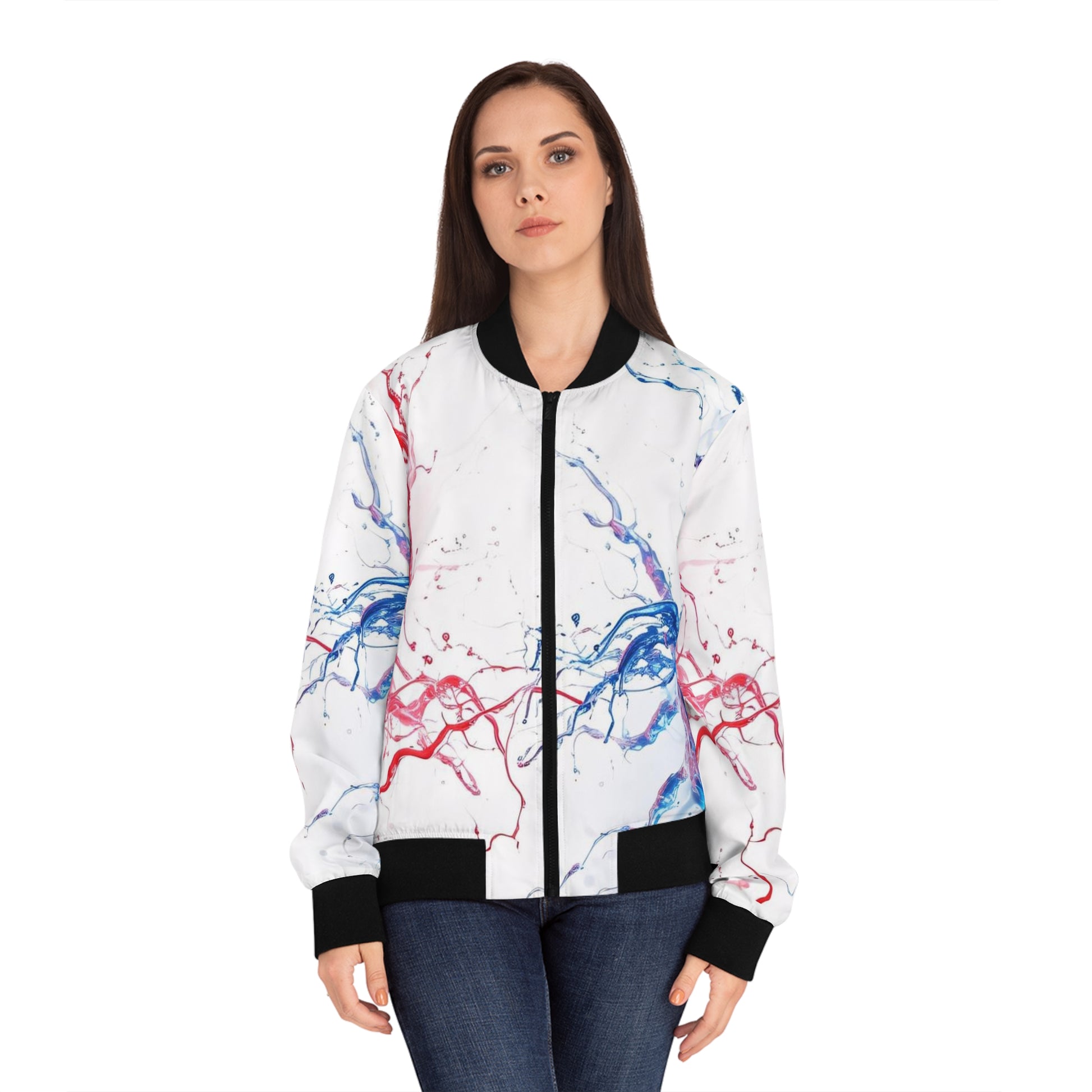 Faithful Women's Bomber Jacket ( Red/White/Blue ) - Stay In Spirit Shop