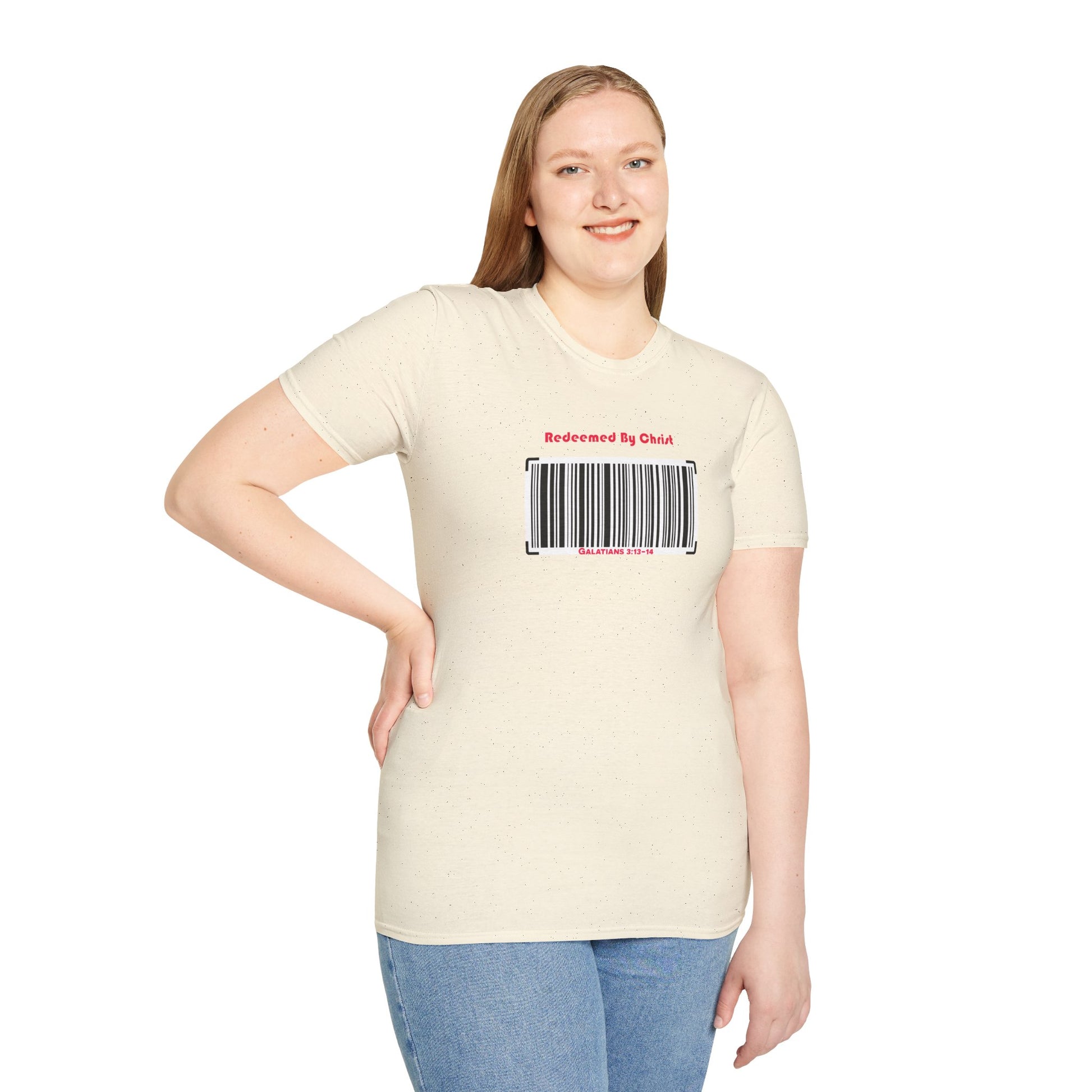 Redeemed By Christ (Red/Black) Unisex Softstyle T-Shirt - Stay In Spirit Shop