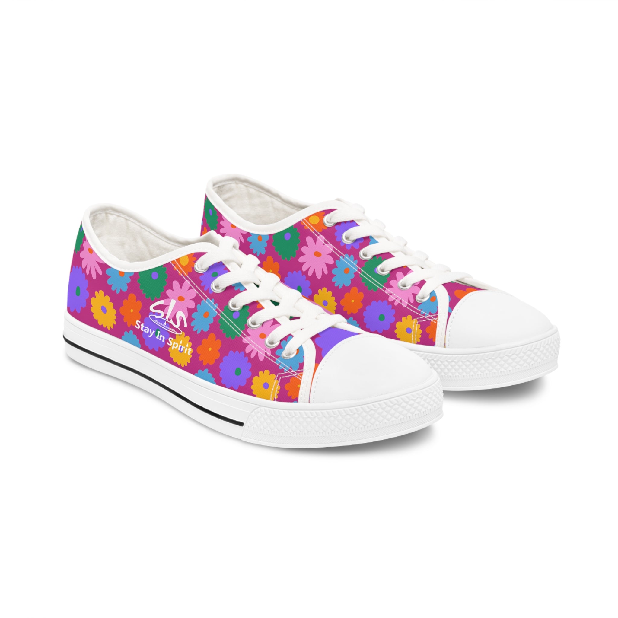 Stay In Spirit Hot Pink Flower Women's Low Top Shoes - Stay In Spirit Shop