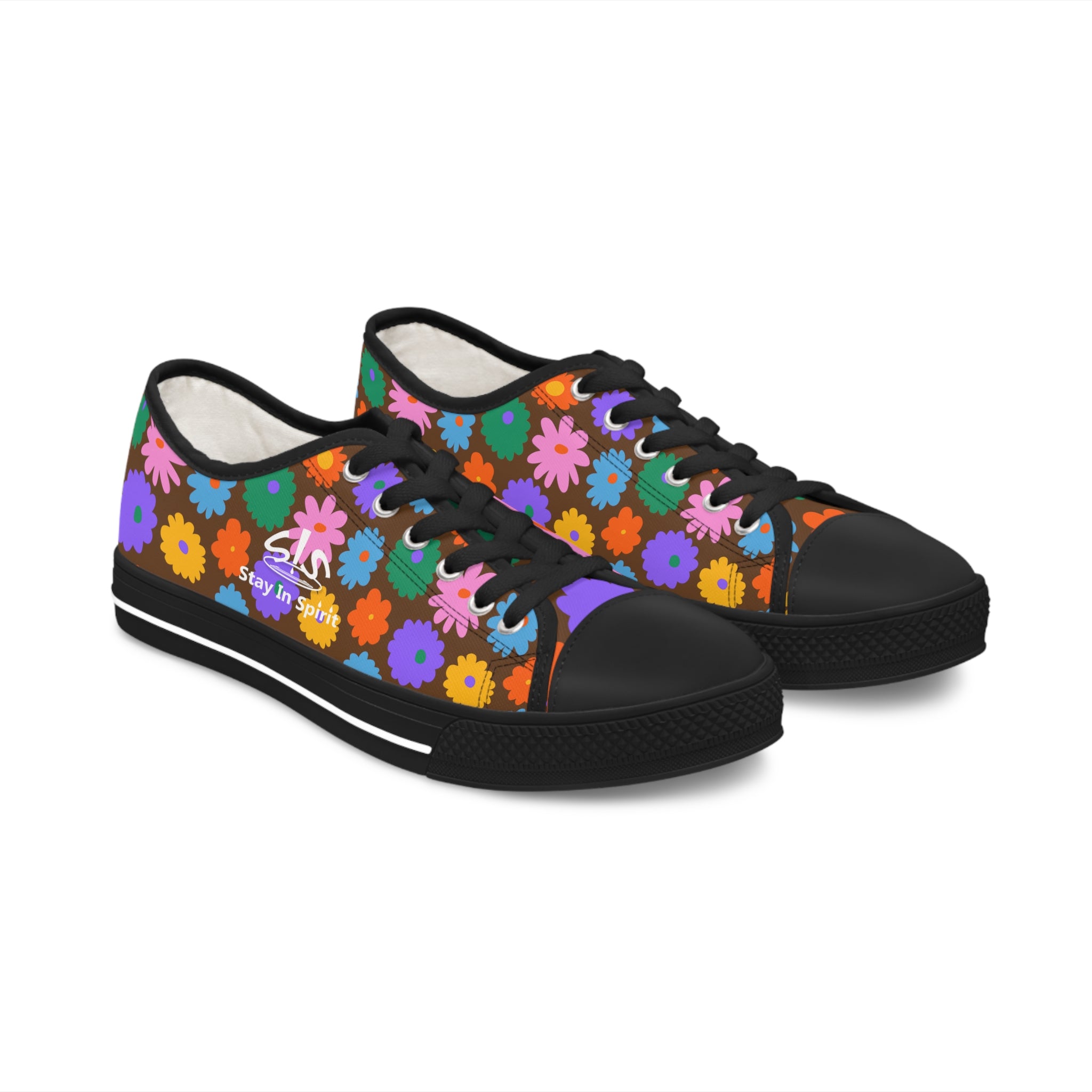 Stay In Spirit Brown Flower Women's Low Top Shoes - Stay In Spirit Shop