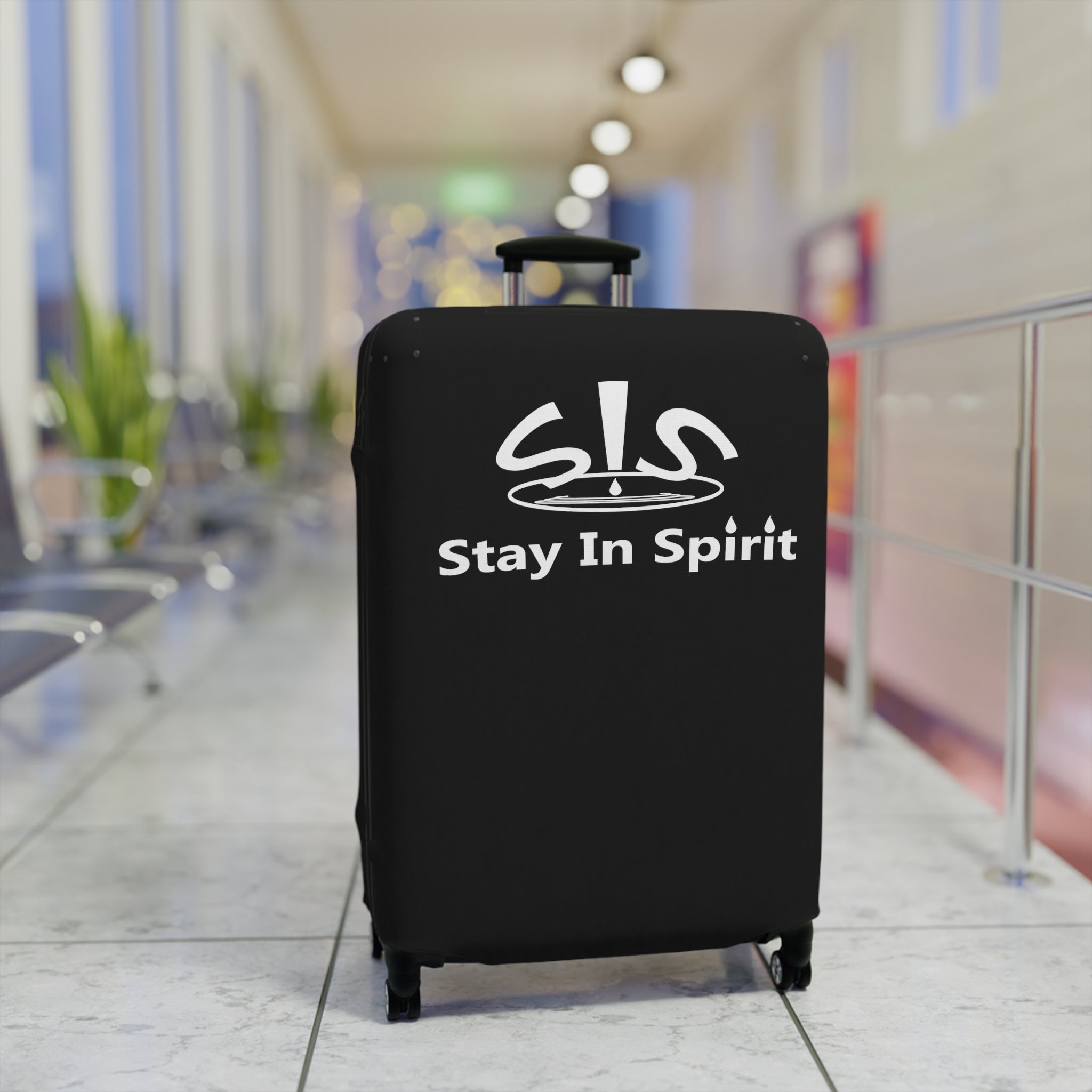 Stay In Spirit Black Luggage Cover - Stay In Spirit Shop