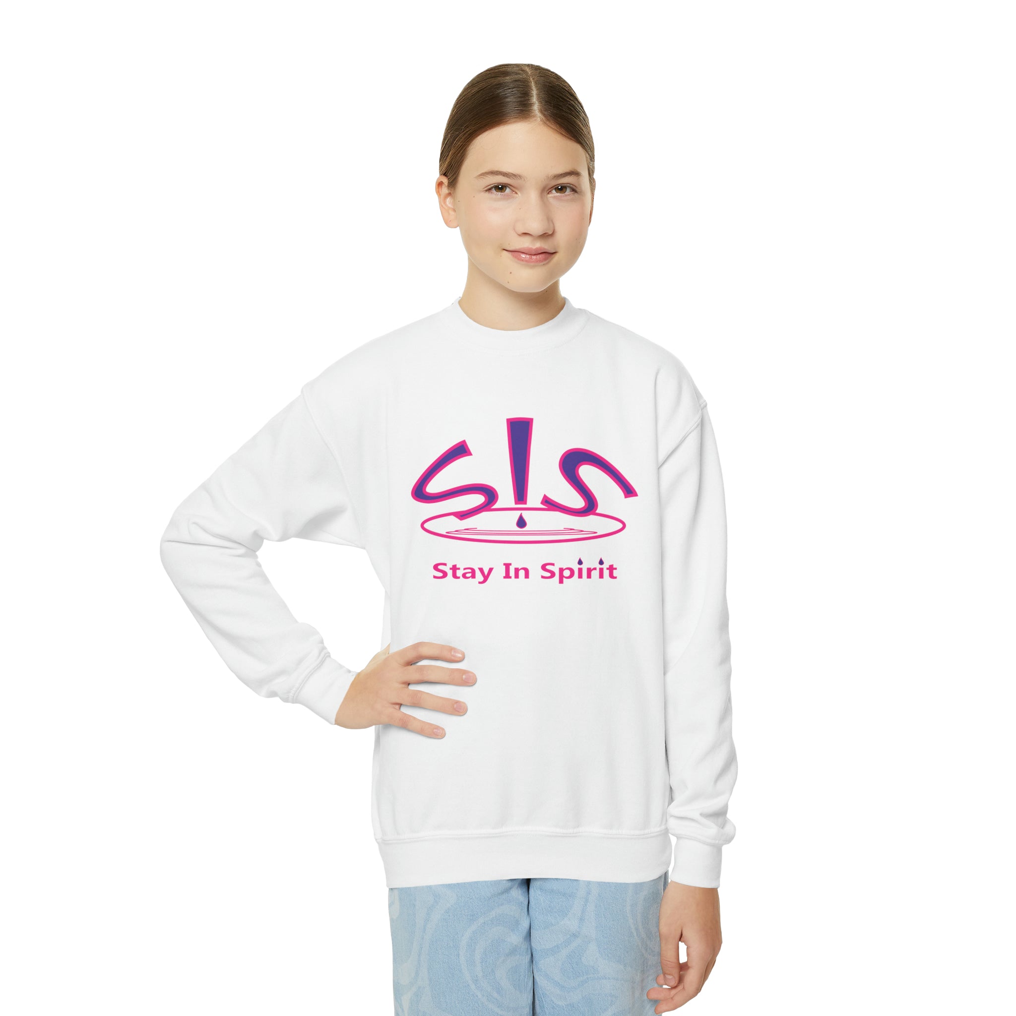 Stay In Spirit Logo (Purple/Pink) Youth Crewneck Sweatshirt - Stay In Spirit Shop