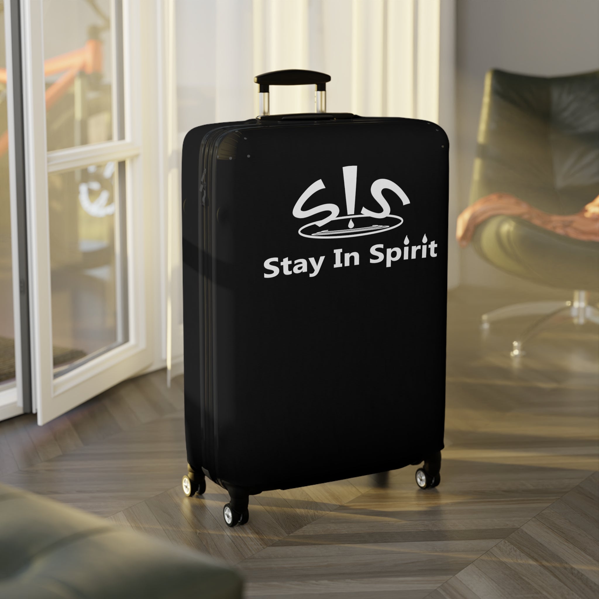 Stay In Spirit Black Luggage Cover - Stay In Spirit Shop