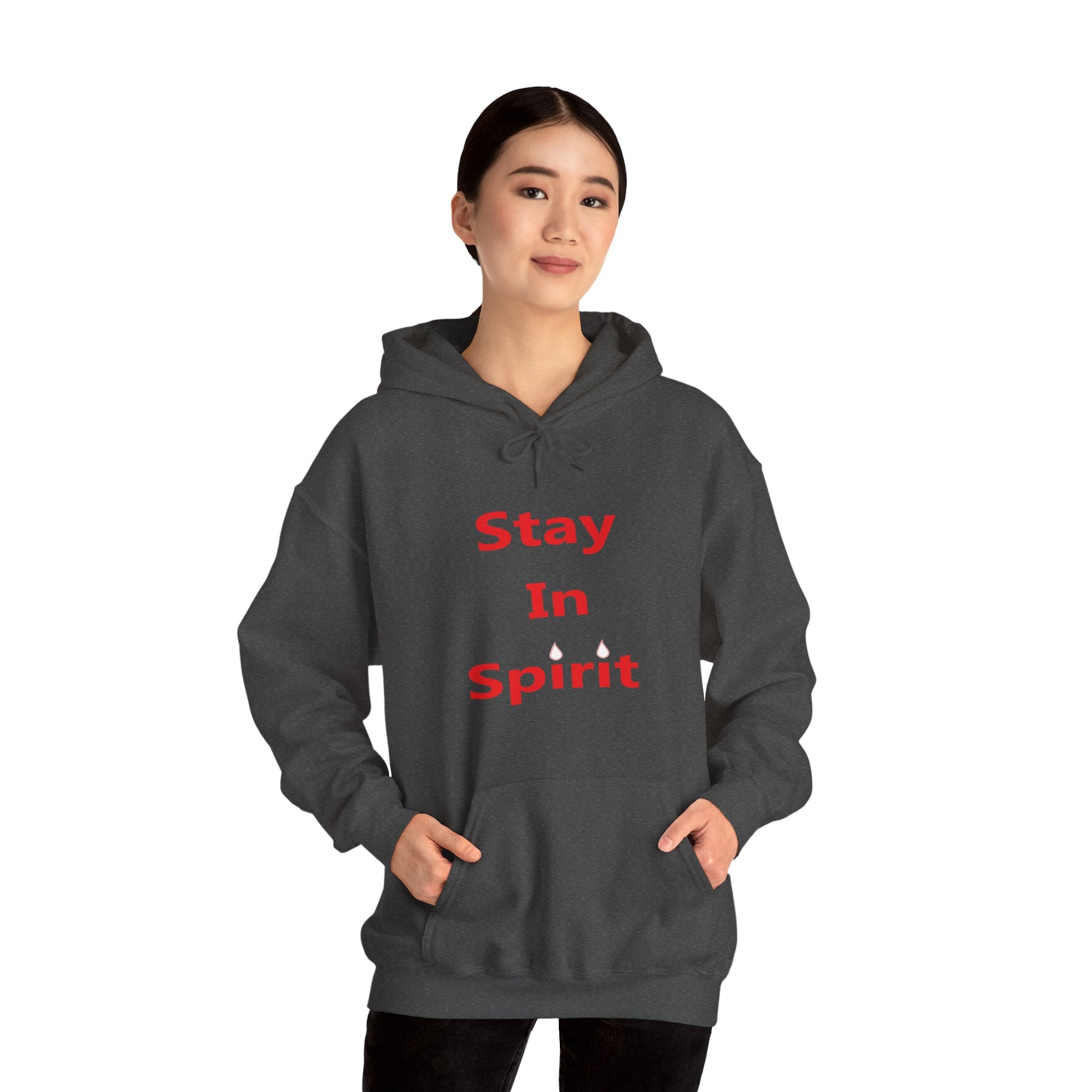 Stay In Spirit Red Lettered Unisex Heavy Blend™ Hooded Sweatshirt