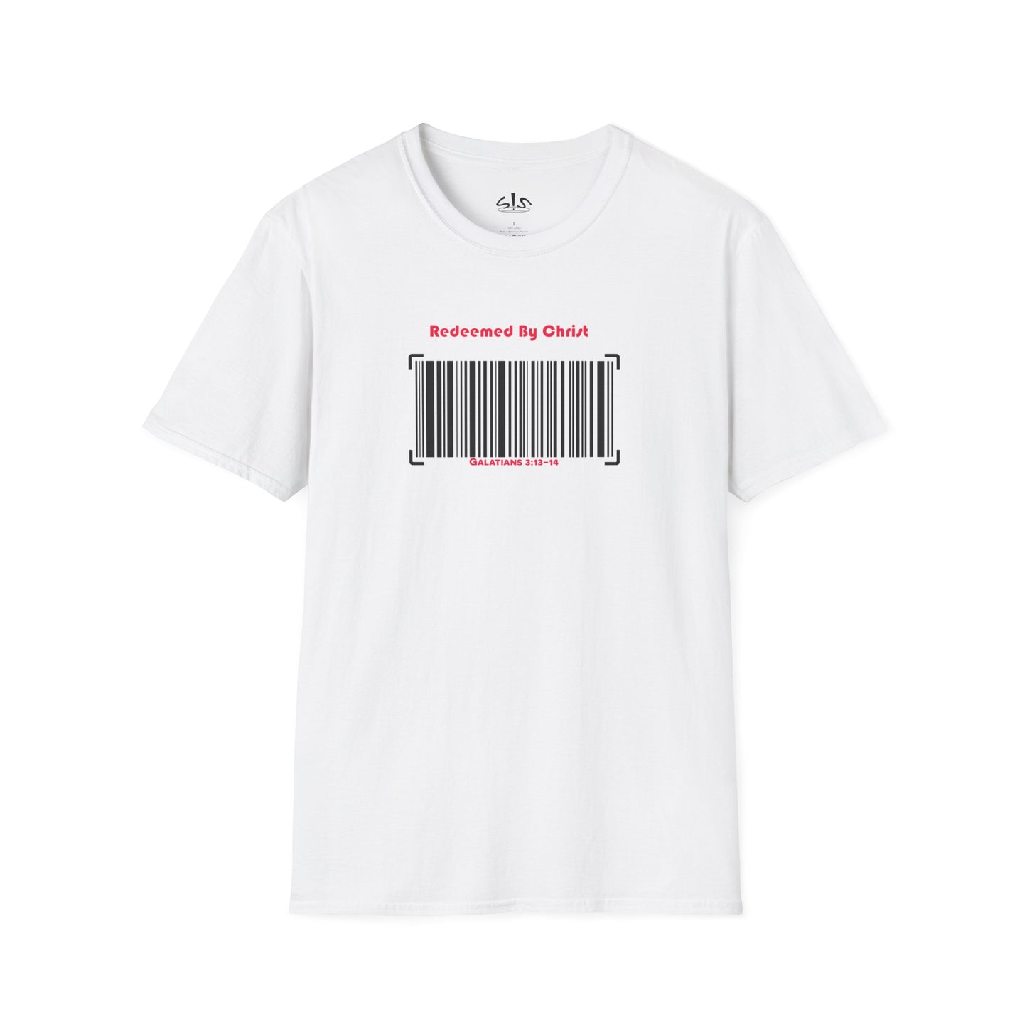 Redeemed By Christ (Red/Black) Unisex Softstyle T-Shirt - Stay In Spirit Shop