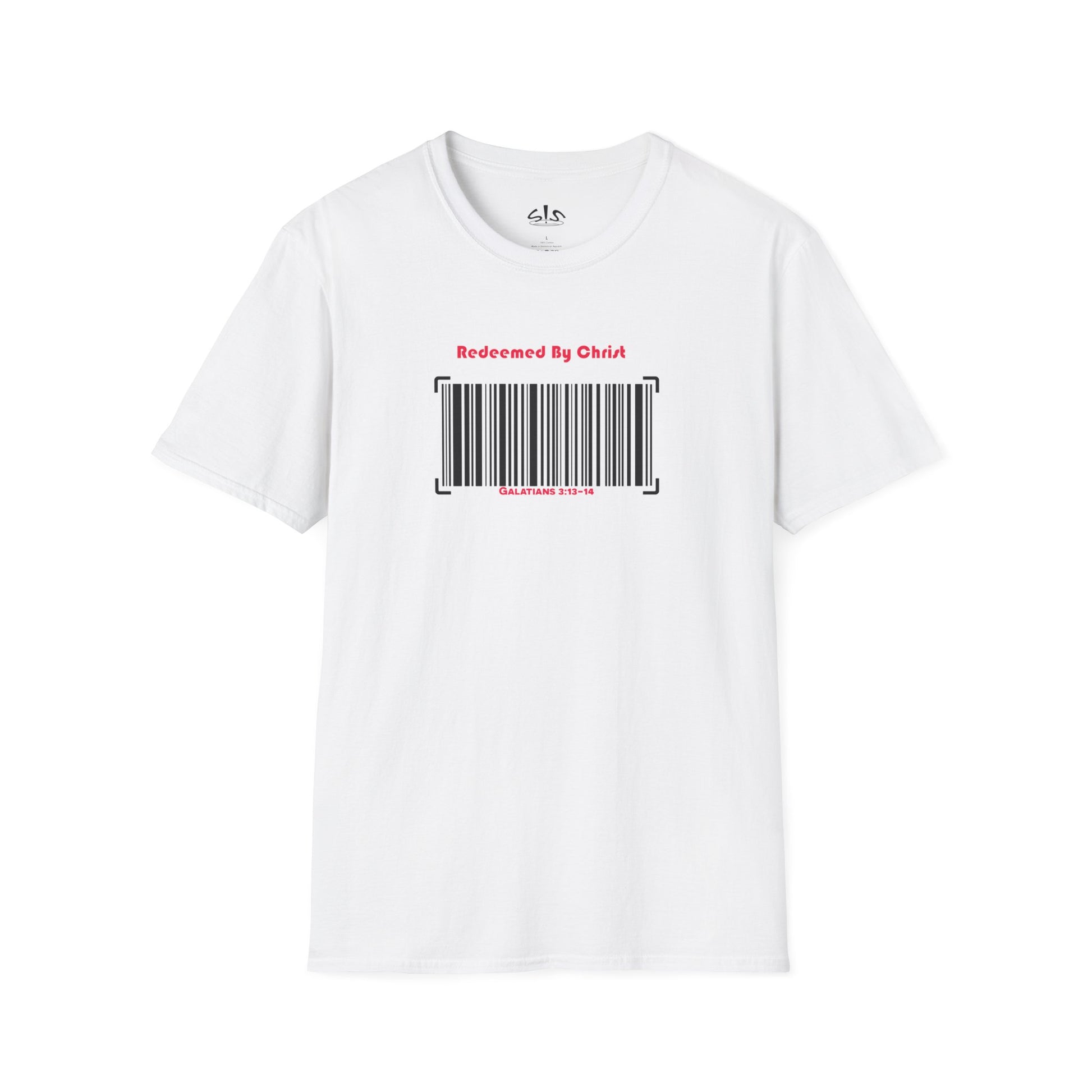 Redeemed By Christ (Red/Black) Unisex Softstyle T-Shirt - Stay In Spirit Shop