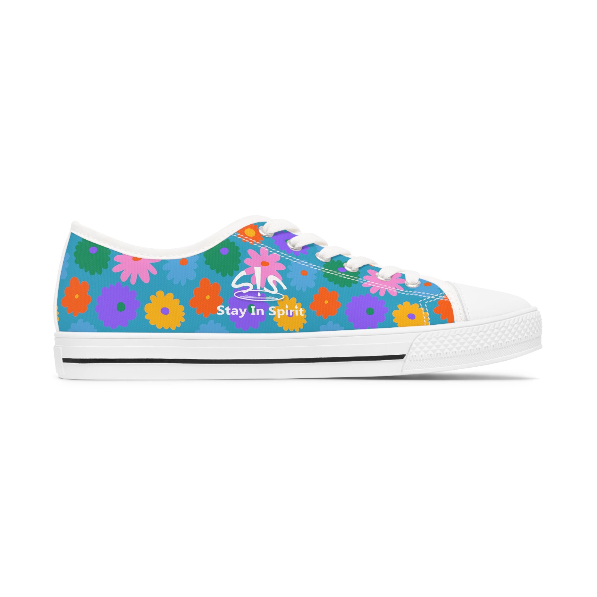 Stay In Spirit Turquoise Flower Women's Low Top Shoes - Stay In Spirit Shop