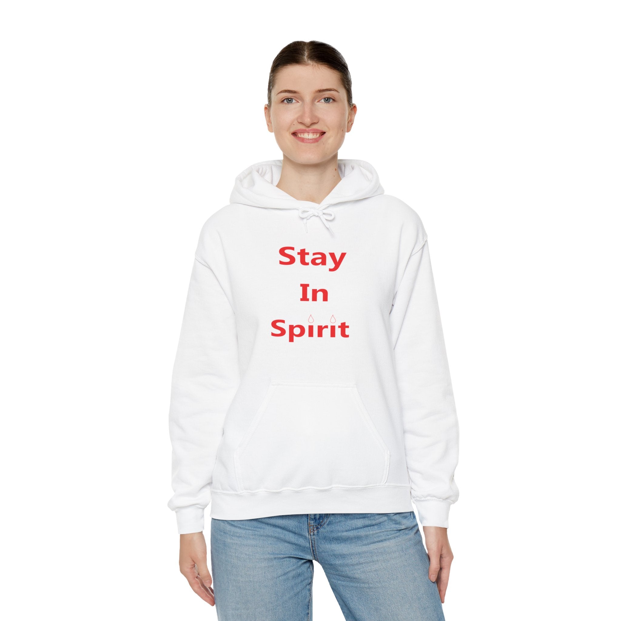 Stay In Spirit Red Lettered Unisex Heavy Blend™ Hooded Sweatshirt