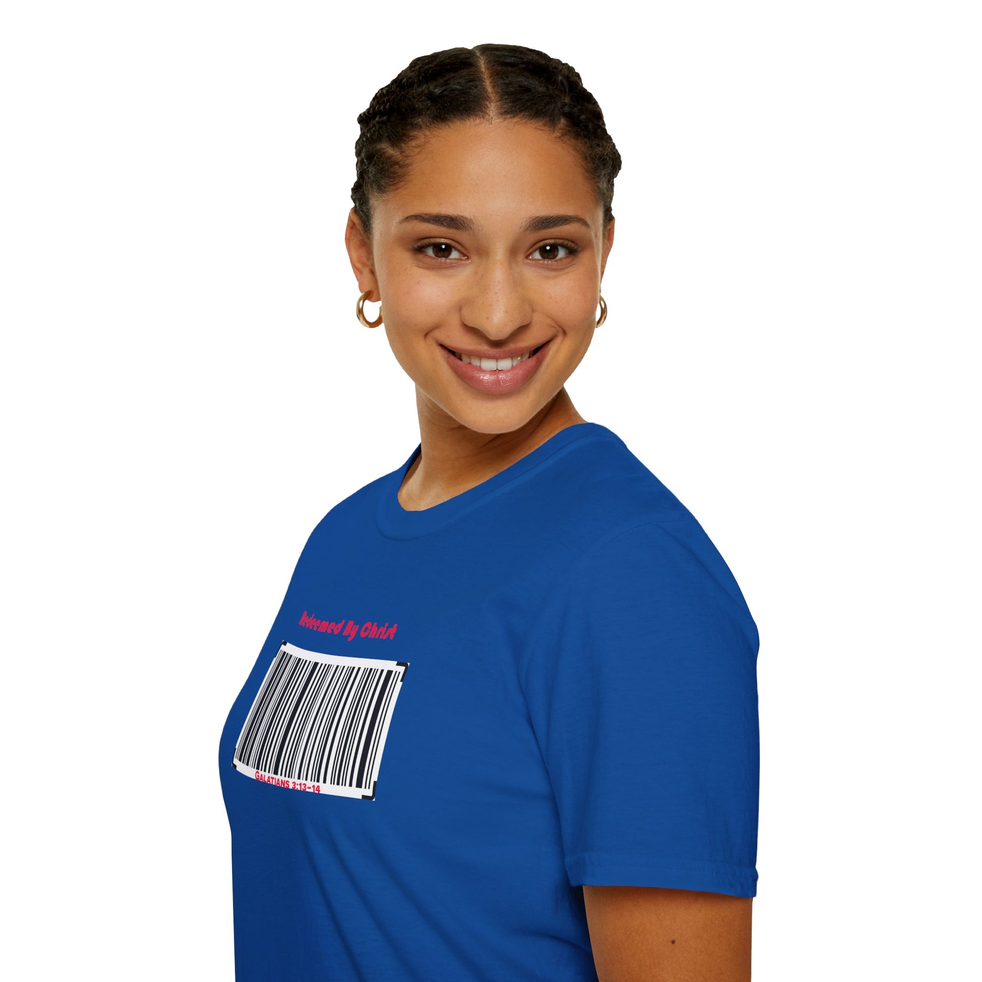 Redeemed By Christ (Red/Black) Unisex Softstyle T-Shirt - Stay In Spirit Shop