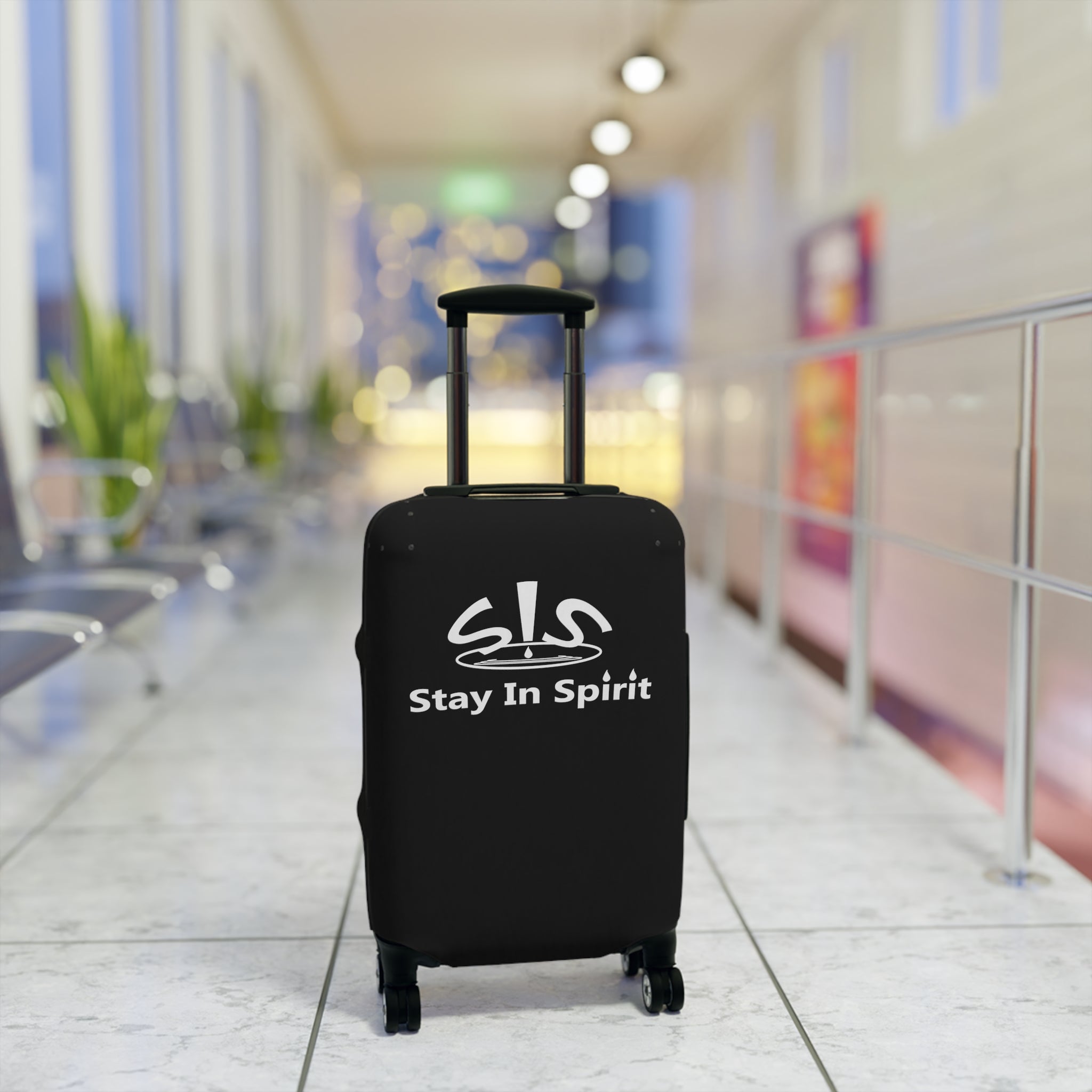 Stay In Spirit Black Luggage Cover - Stay In Spirit Shop