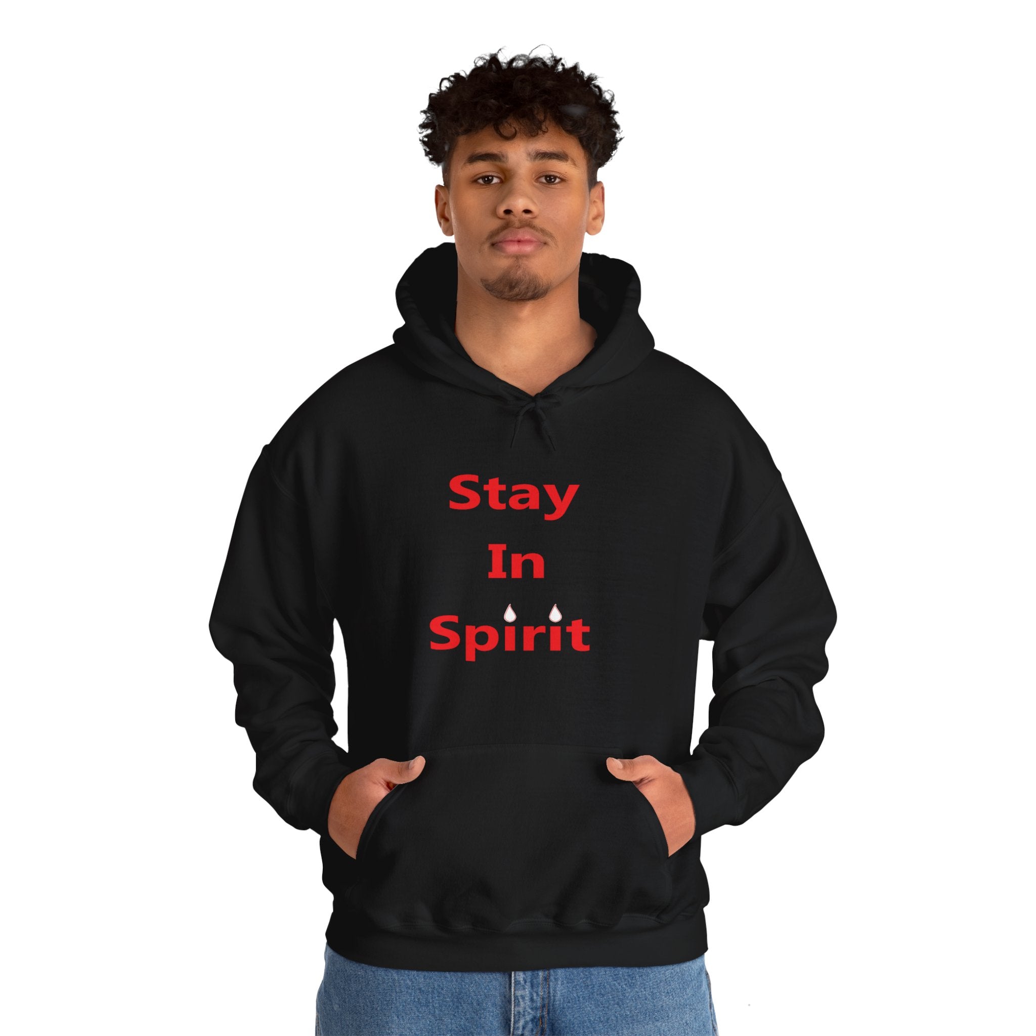 Stay In Spirit Red Lettered Unisex Heavy Blend™ Hooded Sweatshirt