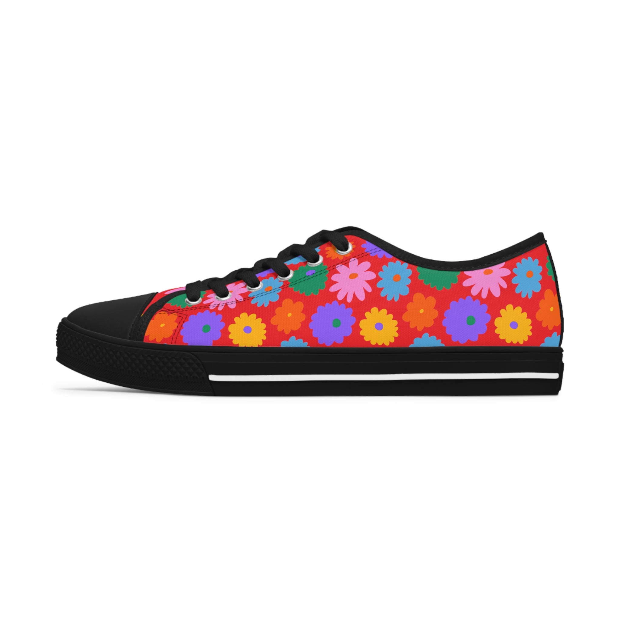 Stay In Spirit Red Flower Women's Low Top Shoes - Stay In Spirit Shop