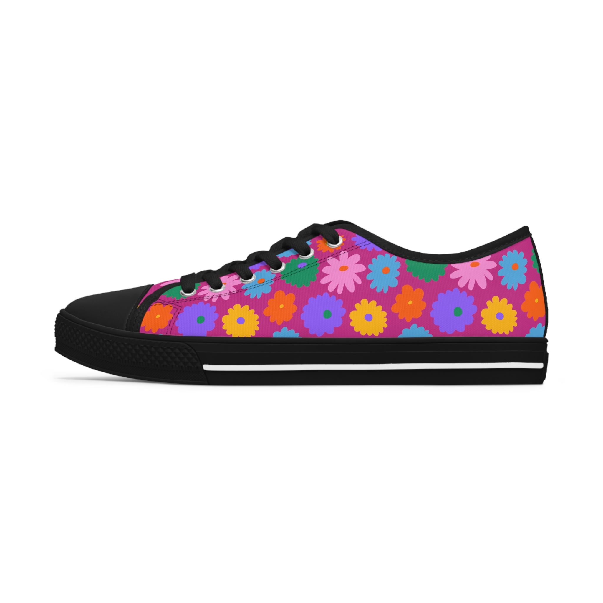 Stay In Spirit Hot Pink Flower Women's Low Top Shoes - Stay In Spirit Shop