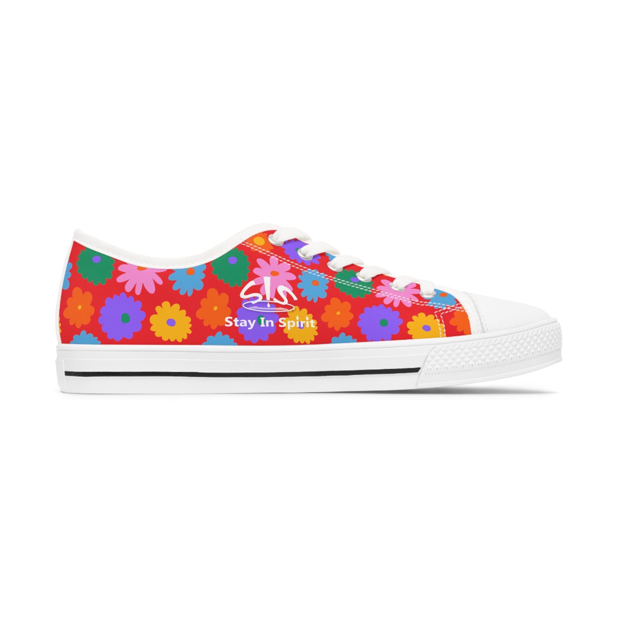 Stay In Spirit Red Flower Women's Low Top Shoes - Stay In Spirit Shop