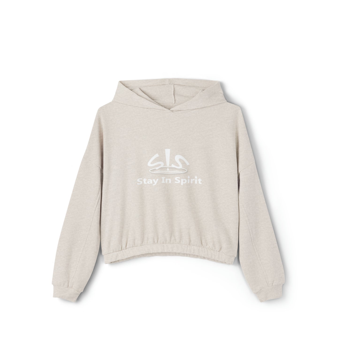 Women's Stay In Spirit White Logo Cinched Bottom Hoodie - Stay In Spirit Shop