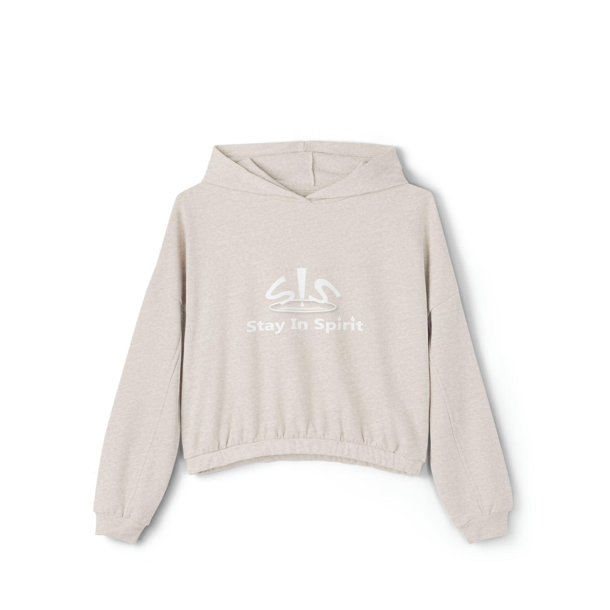Women's Stay In Spirit White Logo Cinched Bottom Hoodie - Stay In Spirit Shop