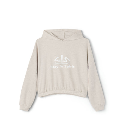 Women's Stay In Spirit White Logo Cinched Bottom Hoodie - Stay In Spirit Shop