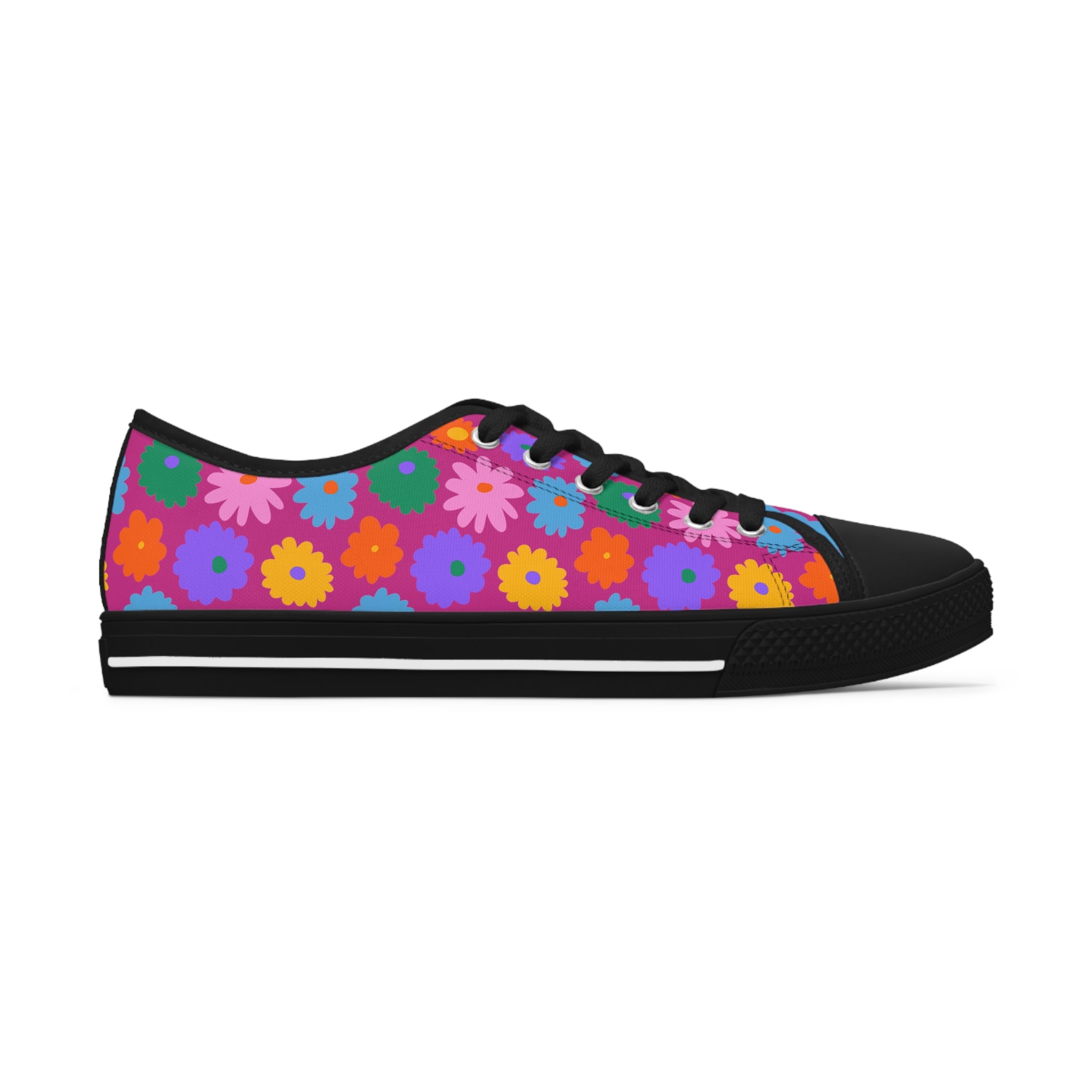 Stay In Spirit Hot Pink Flower Women's Low Top Shoes - Stay In Spirit Shop