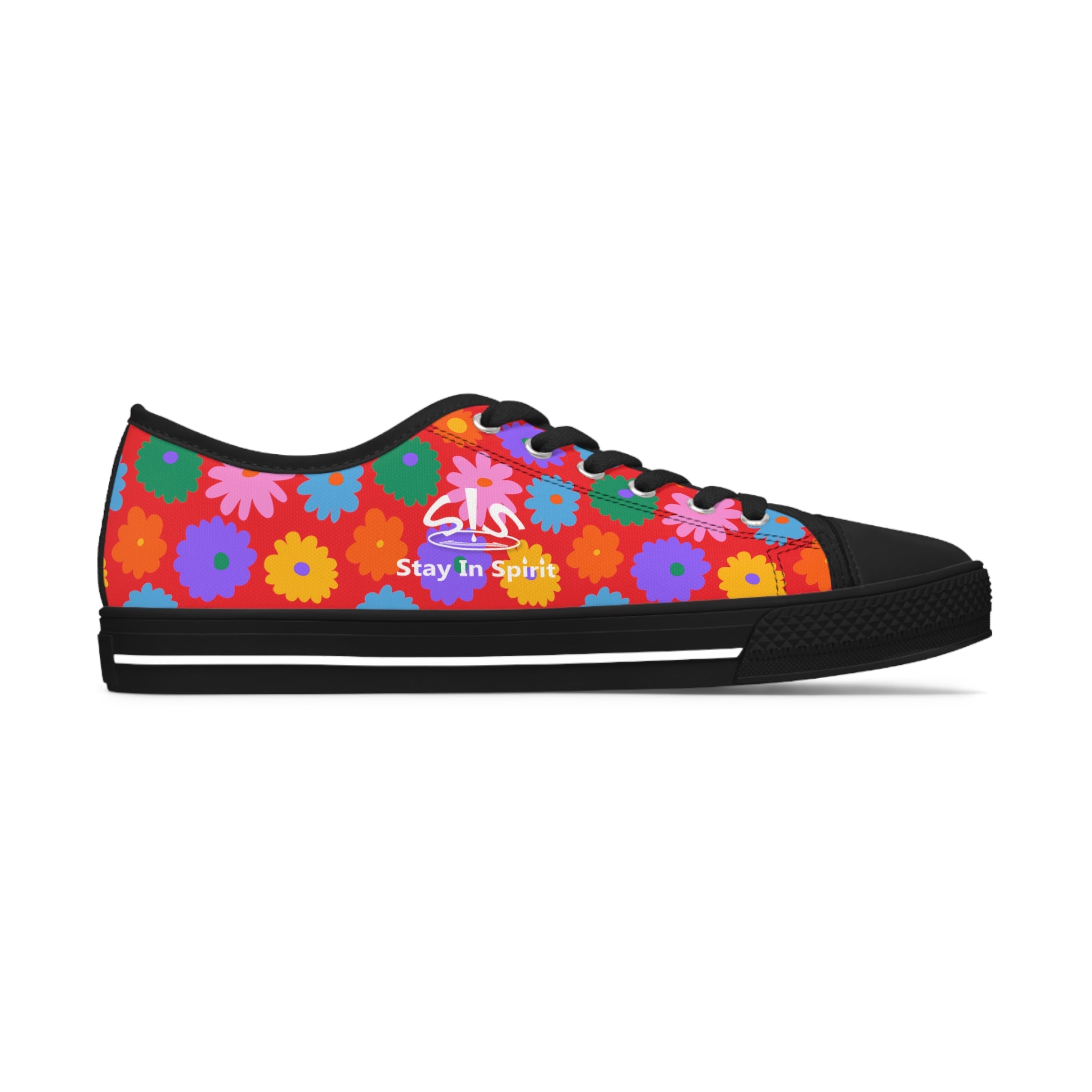 Stay In Spirit Red Flower Women's Low Top Shoes - Stay In Spirit Shop