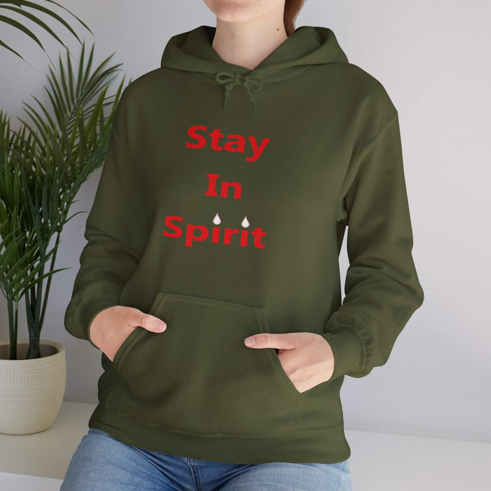 Stay In Spirit Red Lettered Unisex Heavy Blend™ Hooded Sweatshirt